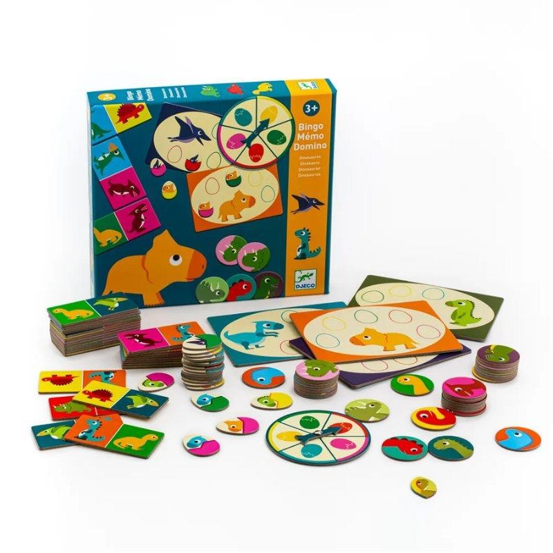 Djeco Domino 3'lü Kutu Oyunu - Dino