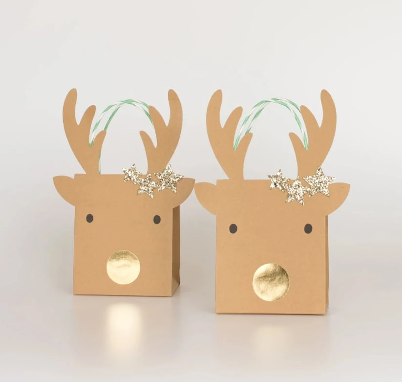 Small Reindeer With Stars Gift Bags - Ren Geyiği Hediye Çantası