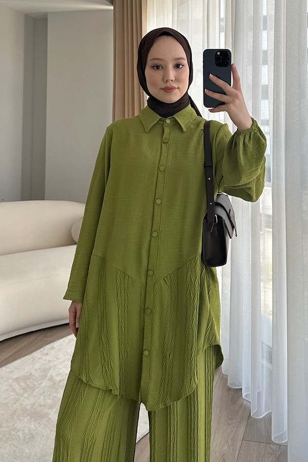 Kadın Pantolon Tunik İkili Takım Yesil