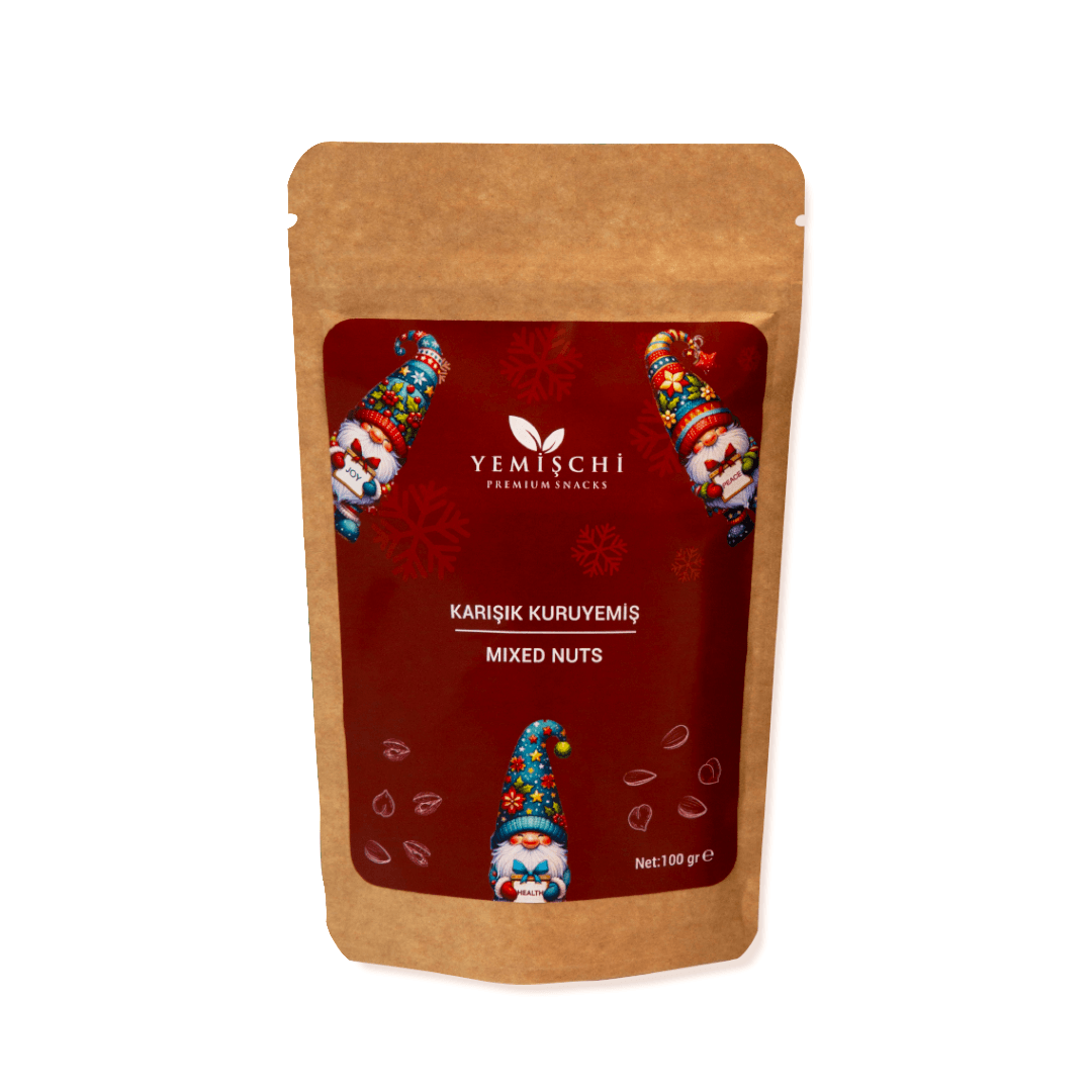 Yılbaşı Çerezi – Karışık Kuruyemiş – Gnome – Kraft Doypack