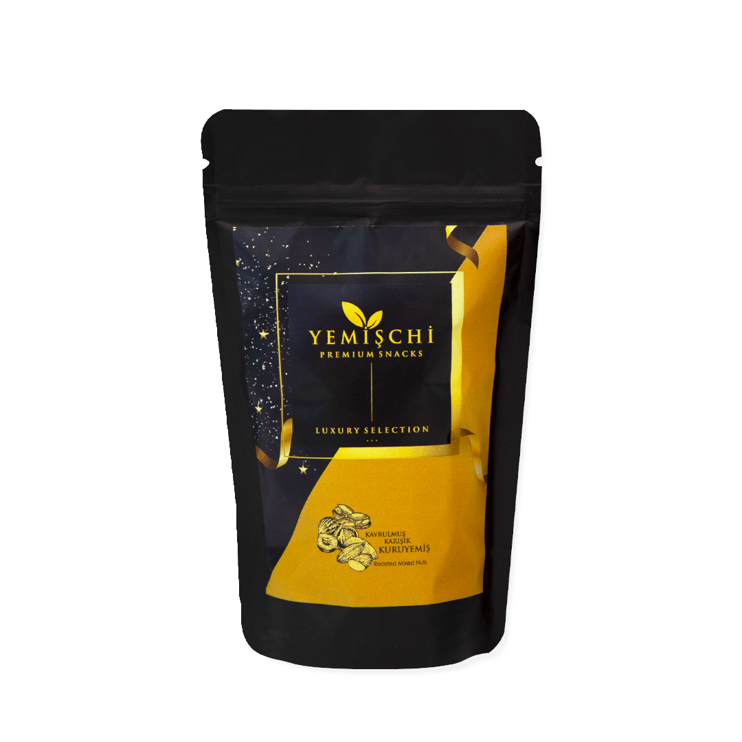 Yılbaşı Çerezi-Karışık Kuruyemiş 100gr-Siyah Doypack - Sarı-Siyah