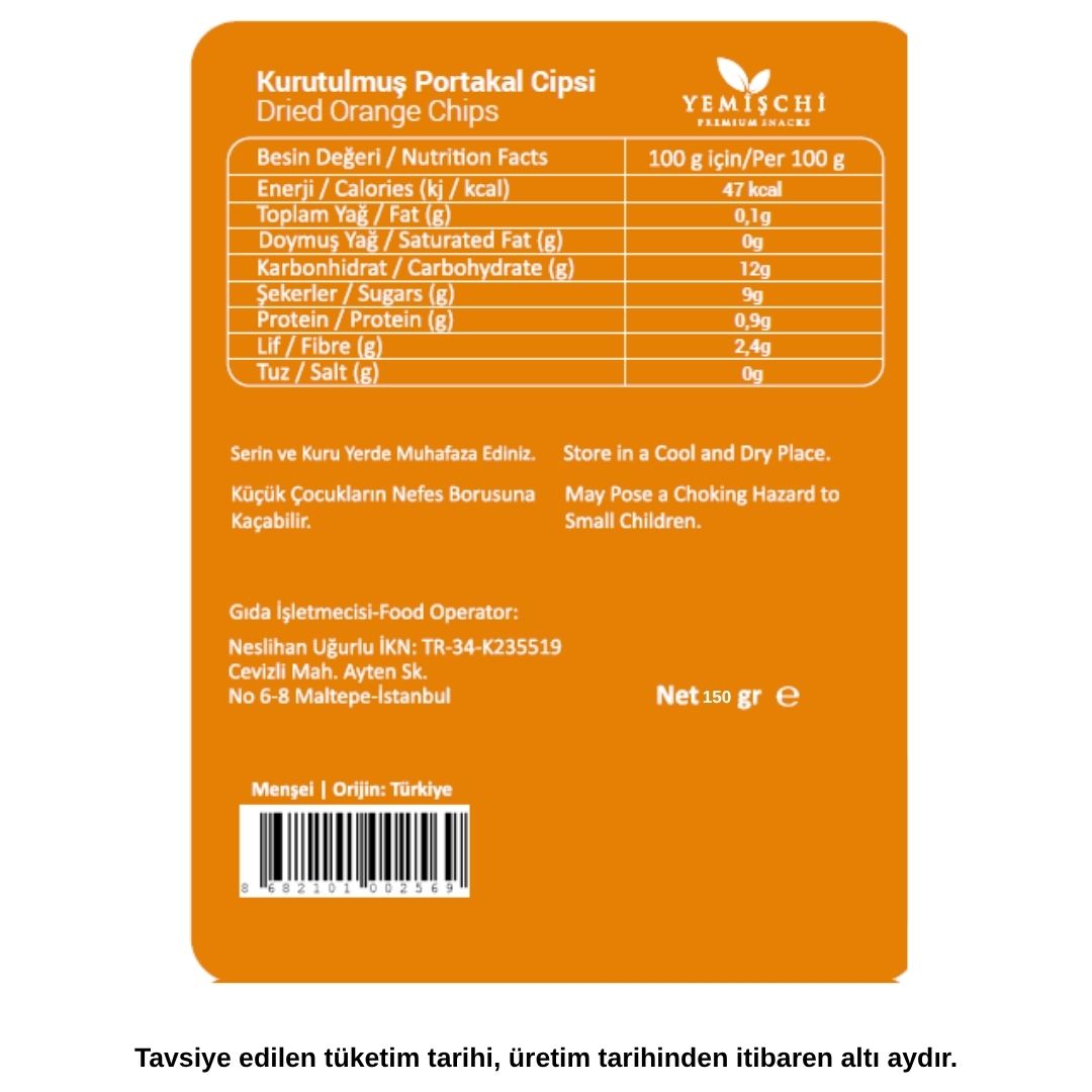 Kurutulmuş Portakal Cipsi 150gr