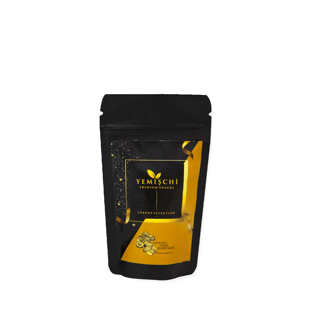 Yılbaşı Çerezi-Karışık Kuruyemiş 40gr-Siyah Doypack - Sarı-Siyah