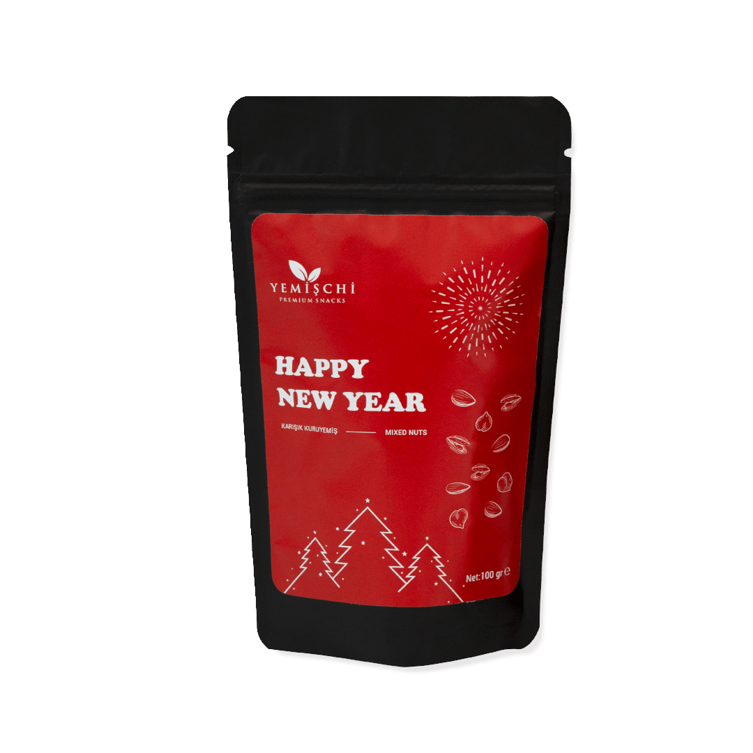 Yılbaşı Çerezi – Karışık Kuruyemiş- Ağaç-Siyah Doypack