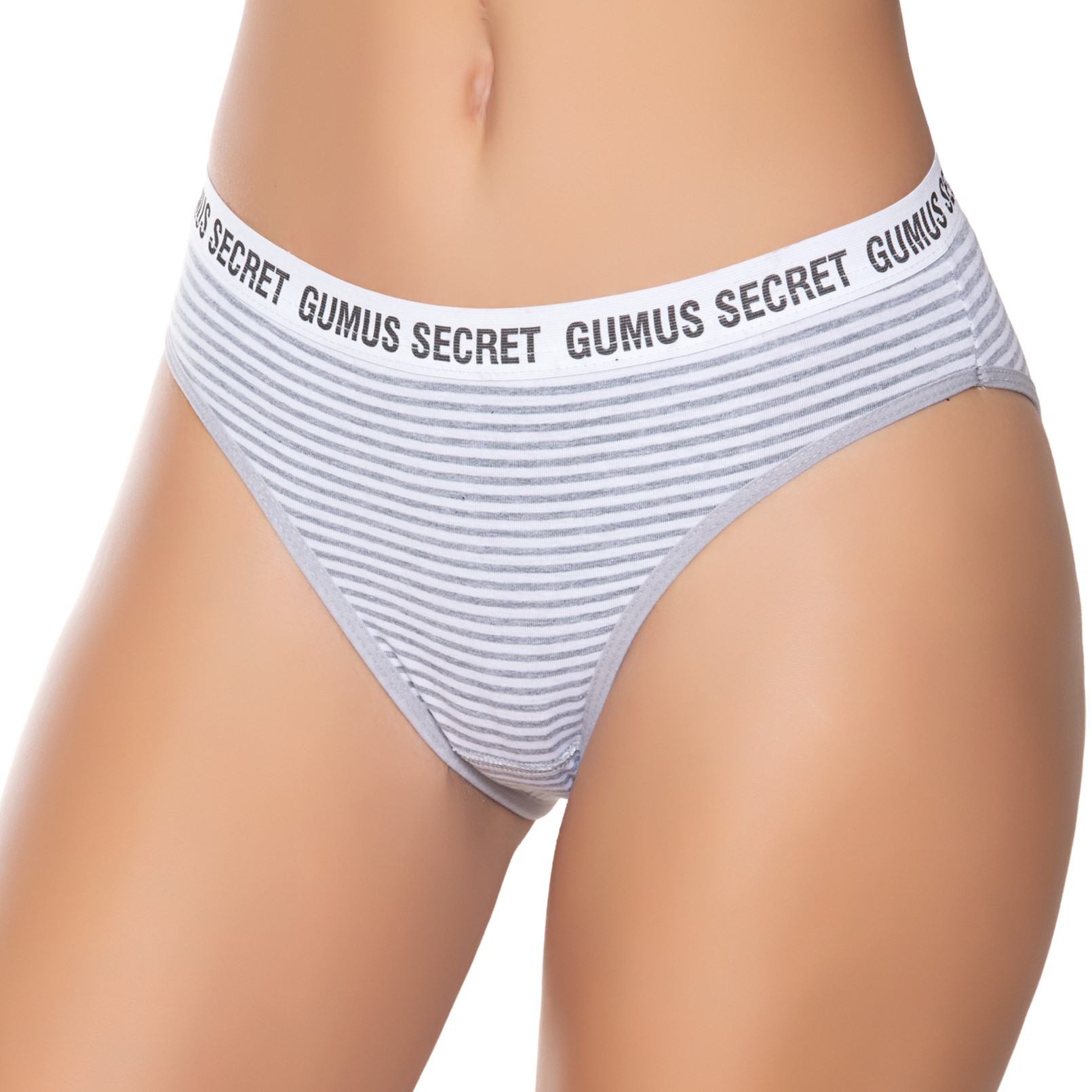 6063 Kadın Likralı Kemerli Lastik "Gümüş Secret" Bikini