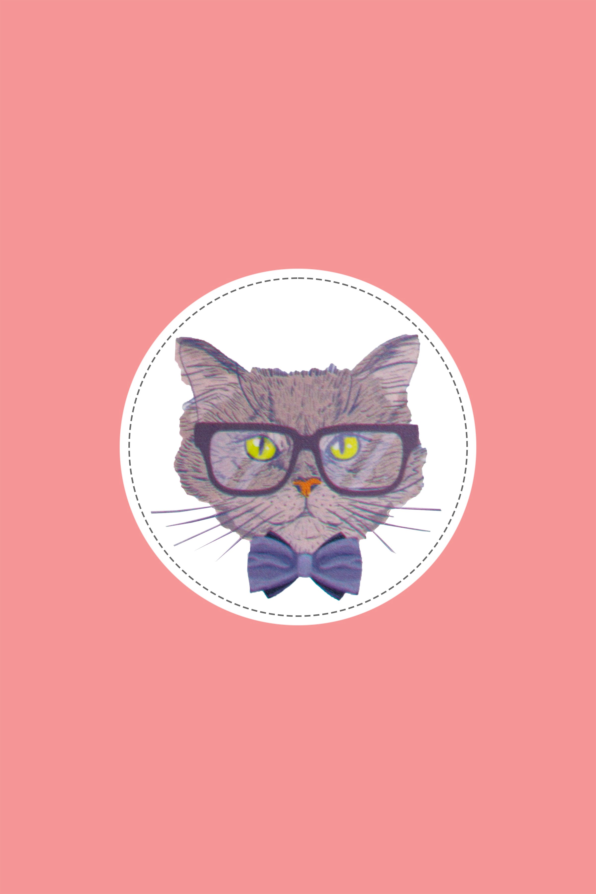 Mucco Suni Deri Baskılı Cırtlı İllüstrasyon Sticker - Kedi