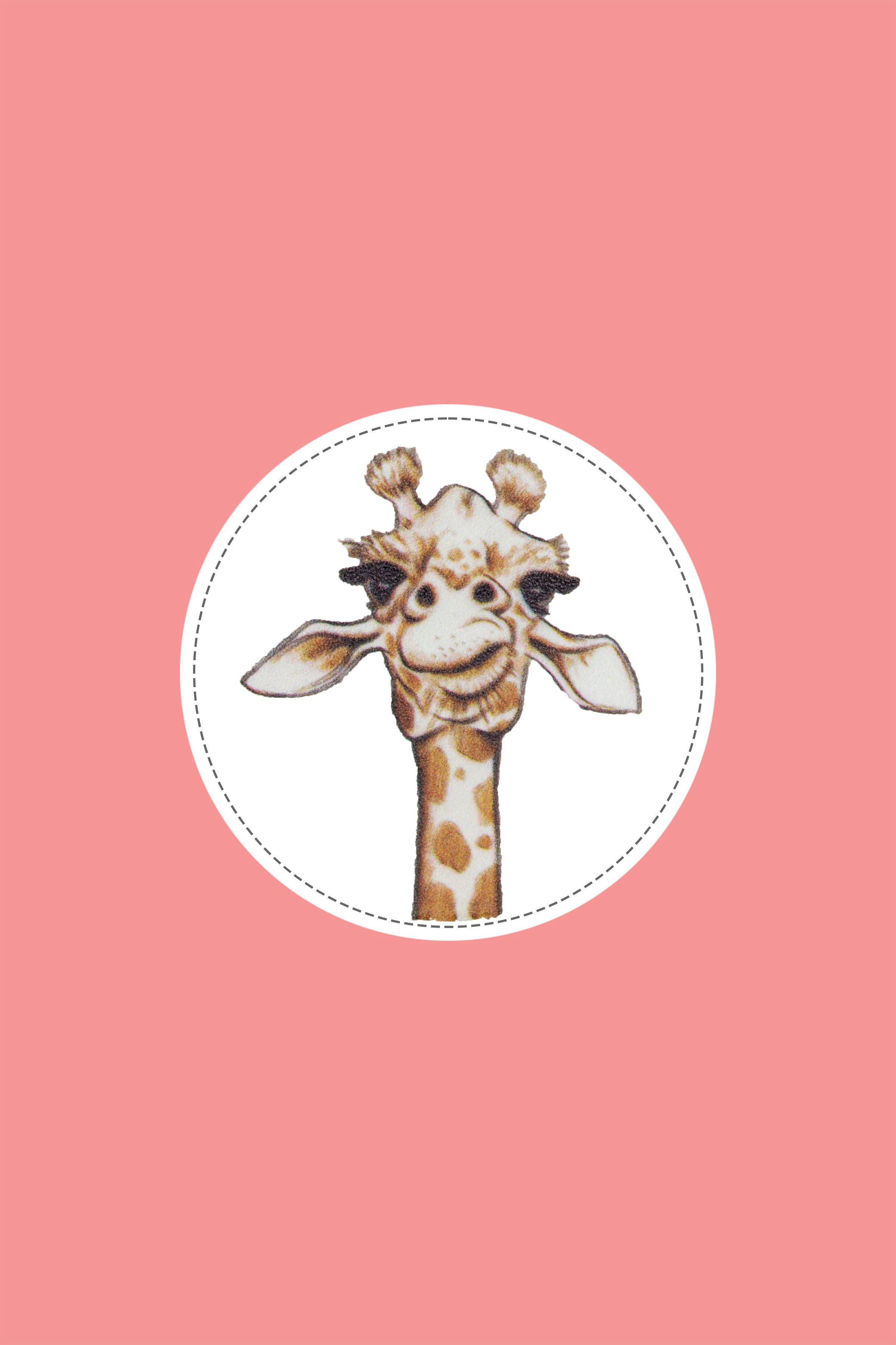 Mucco Suni Deri Baskılı Cırtlı İllüstrasyon Sticker - Zürafa