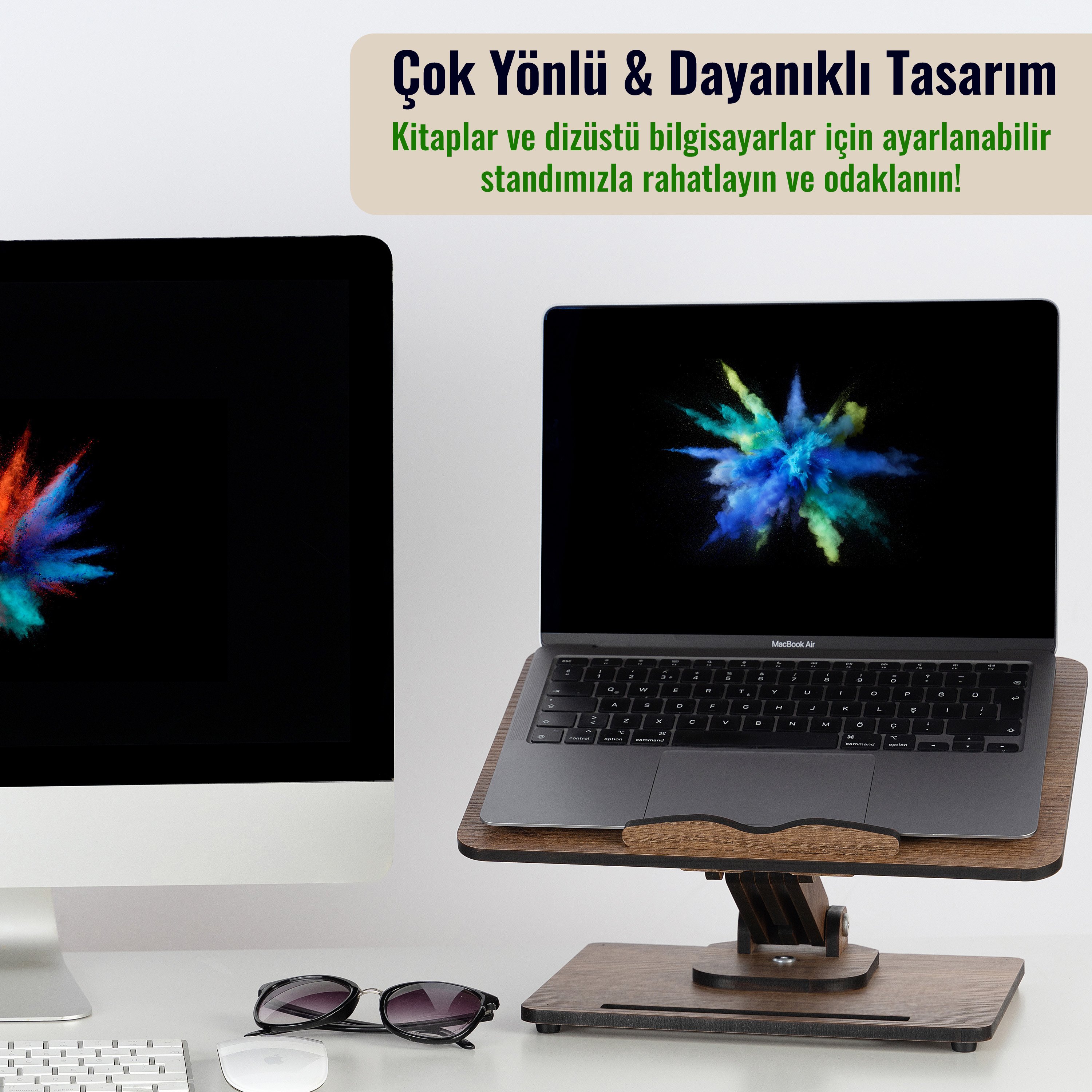 Yükseklik Ayarlanabilir Katlanabilir 360º Dönebilen Kitap Okuma Standı  Laptop Standı