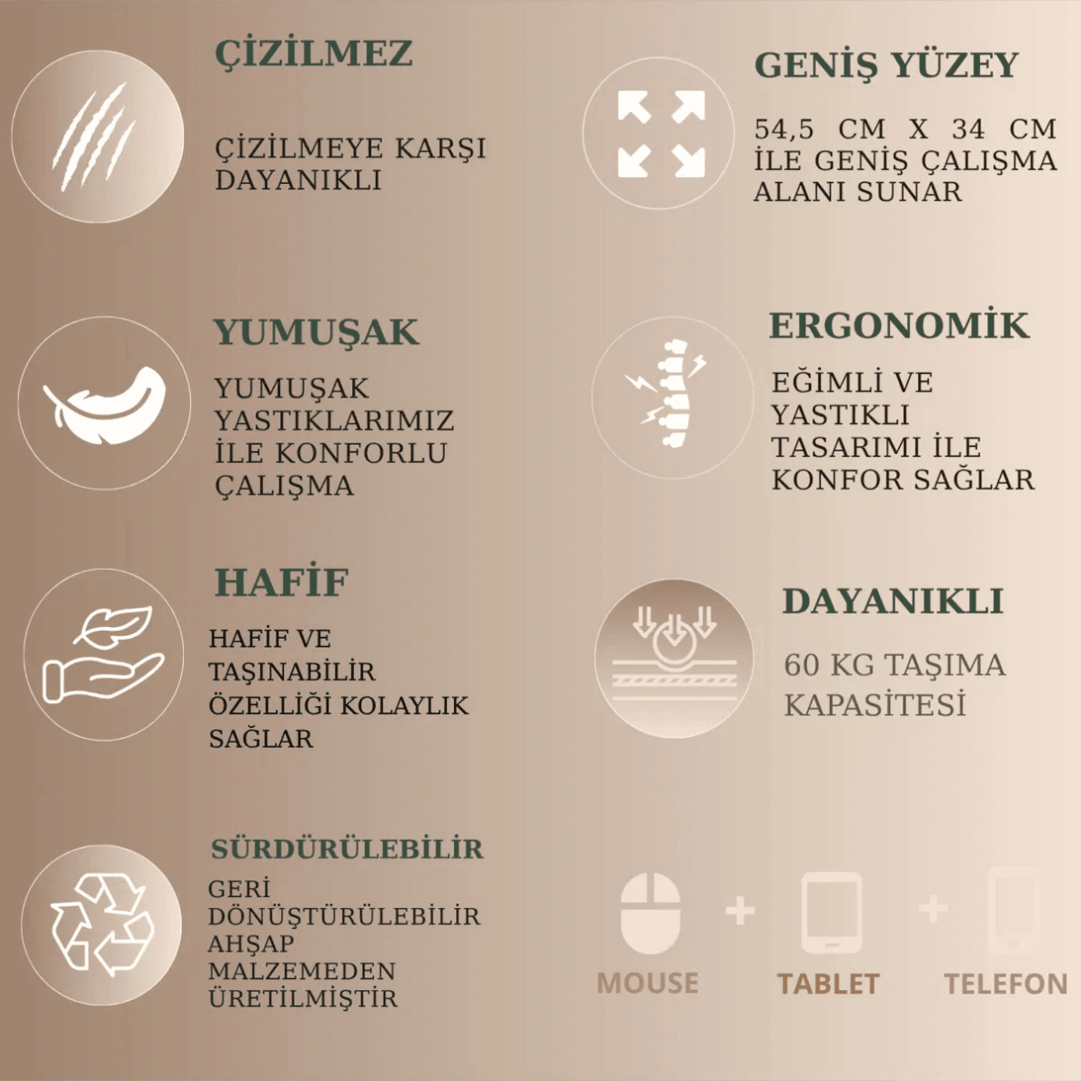 Minderli Laptop Sehpası (43x33 cm)