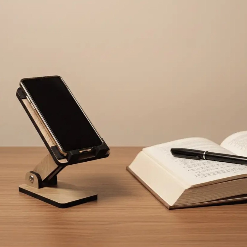 Eğim ve Yükseklik Ayarlanabilir Telefon Standı (Meşe)