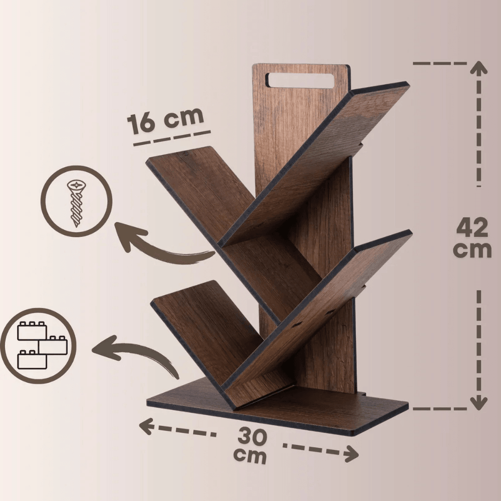 Geometrik Masaüstü Ağaç Kitaplık