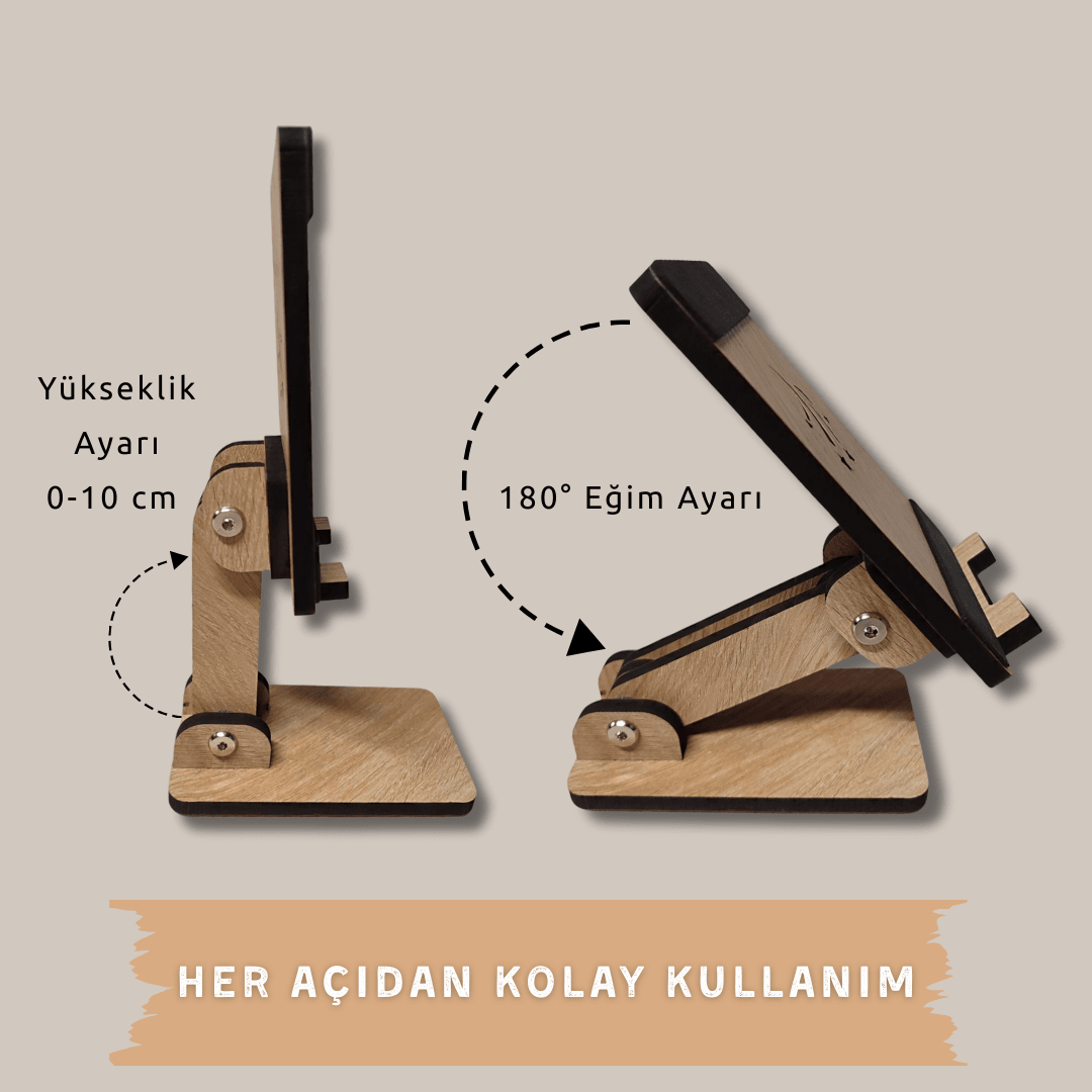 Eğim ve Yükseklik Ayarlanabilir Telefon Standı (Meşe)
