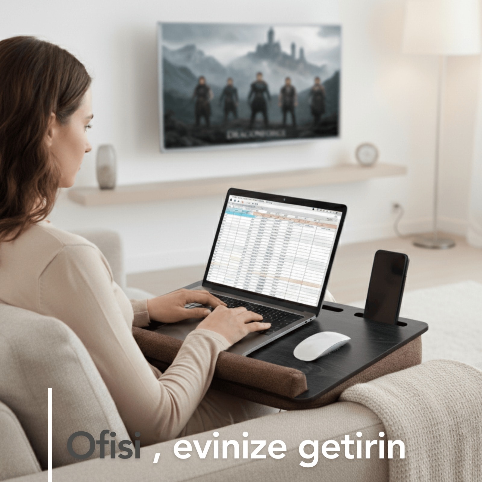 Taşınabilir Minderli Laptop Standı (Antrasit)