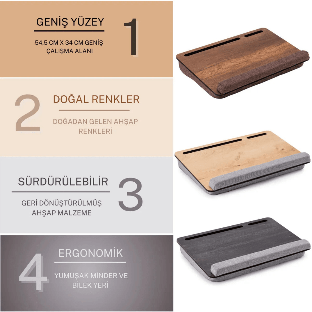 Minderli Laptop Sehpası (54x34 cm)