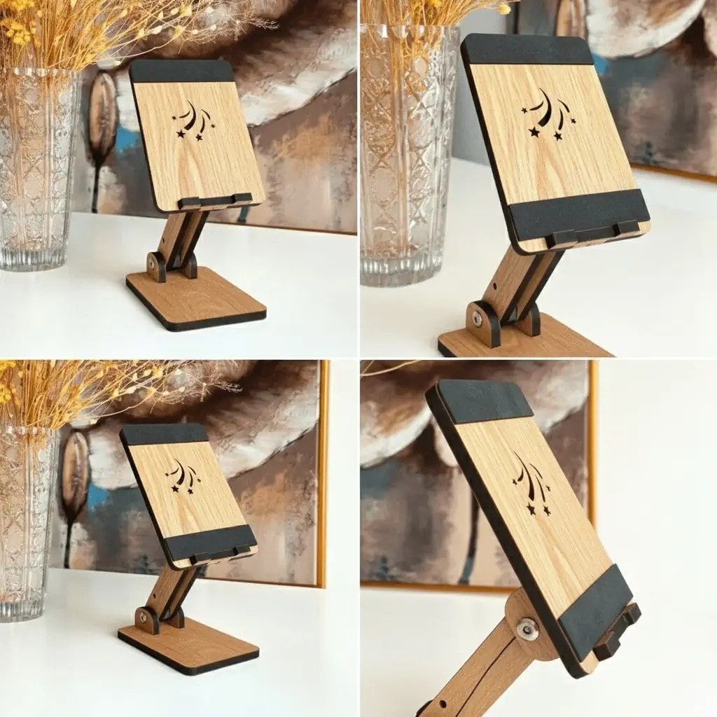 Eğim ve Yükseklik Ayarlanabilir Telefon Standı (Meşe)