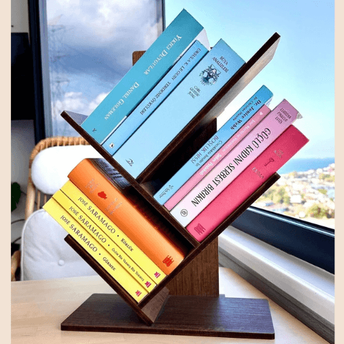 Geometrik Masaüstü Ağaç Kitaplık