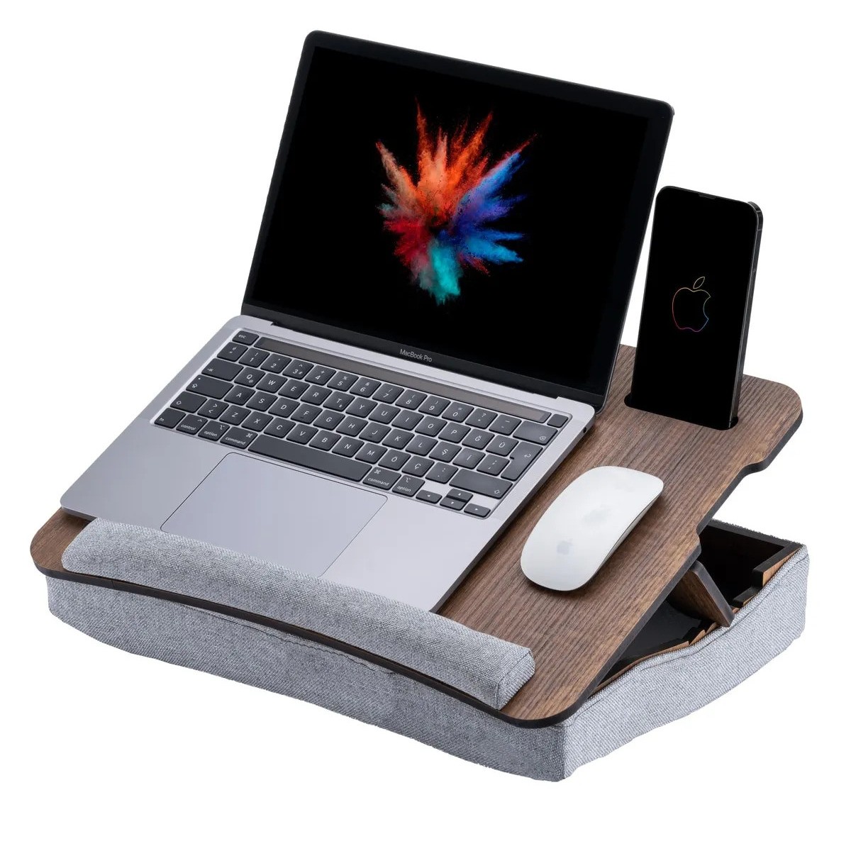 LS031 Minderli Eğim Ayarlanabilir 13" ve 15.6" Laptop Sehpası Taşınabilir Telefon Bölmeli Masa