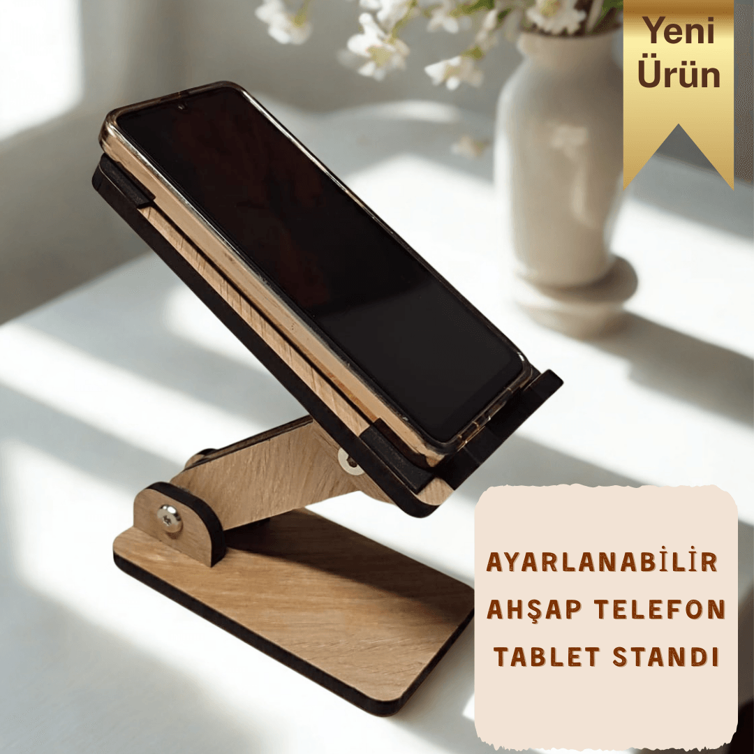 Eğim ve Yükseklik Ayarlanabilir Telefon Standı (Meşe)