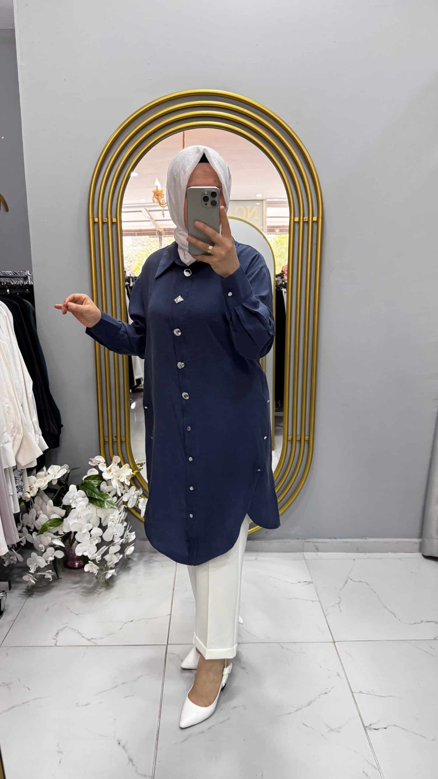 Redshe Düğme Detaylı Uzun Tunik (21728)