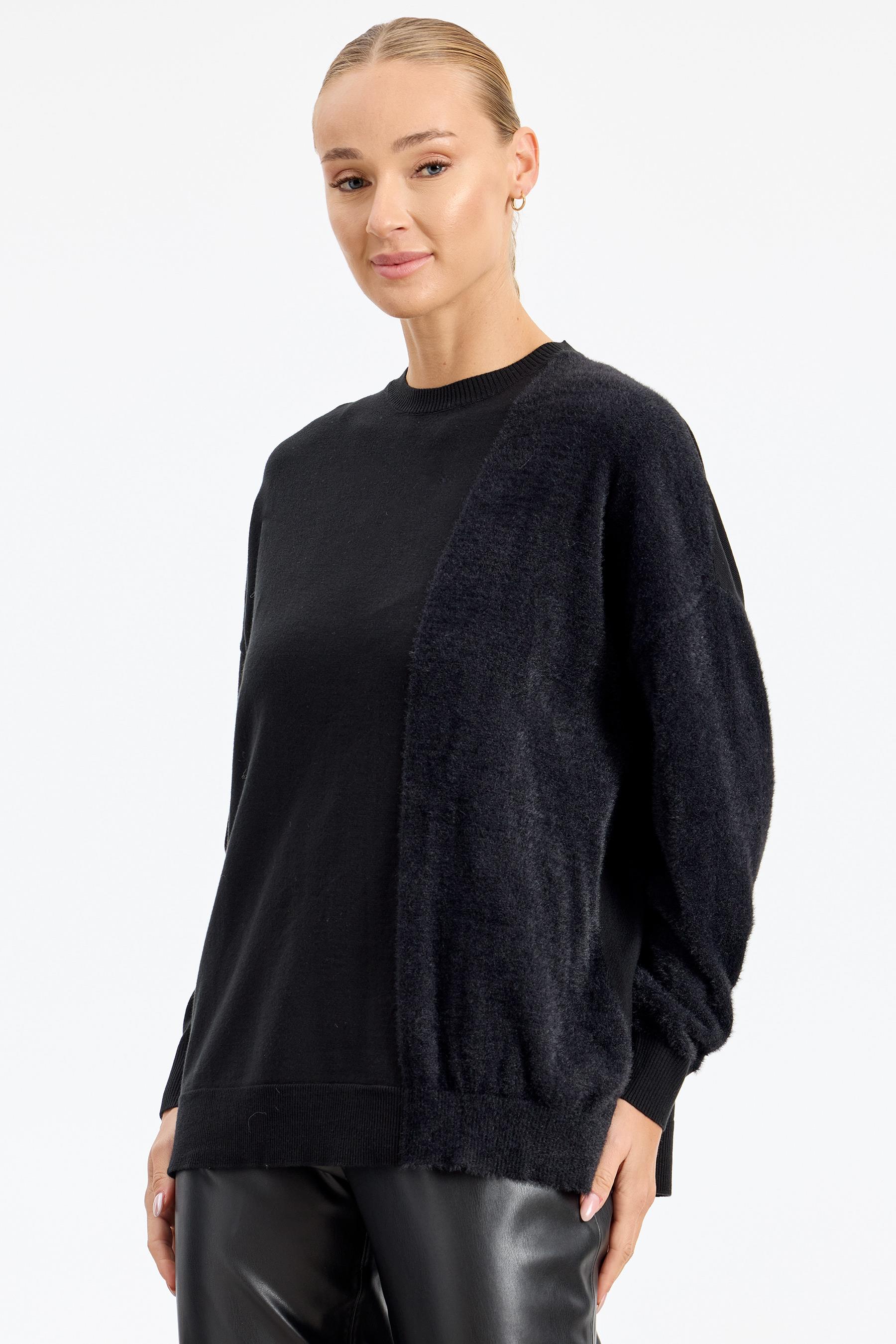 Tığ Triko Sol Tarafı Mink Detaylı Tunik Hırka ( 21664)