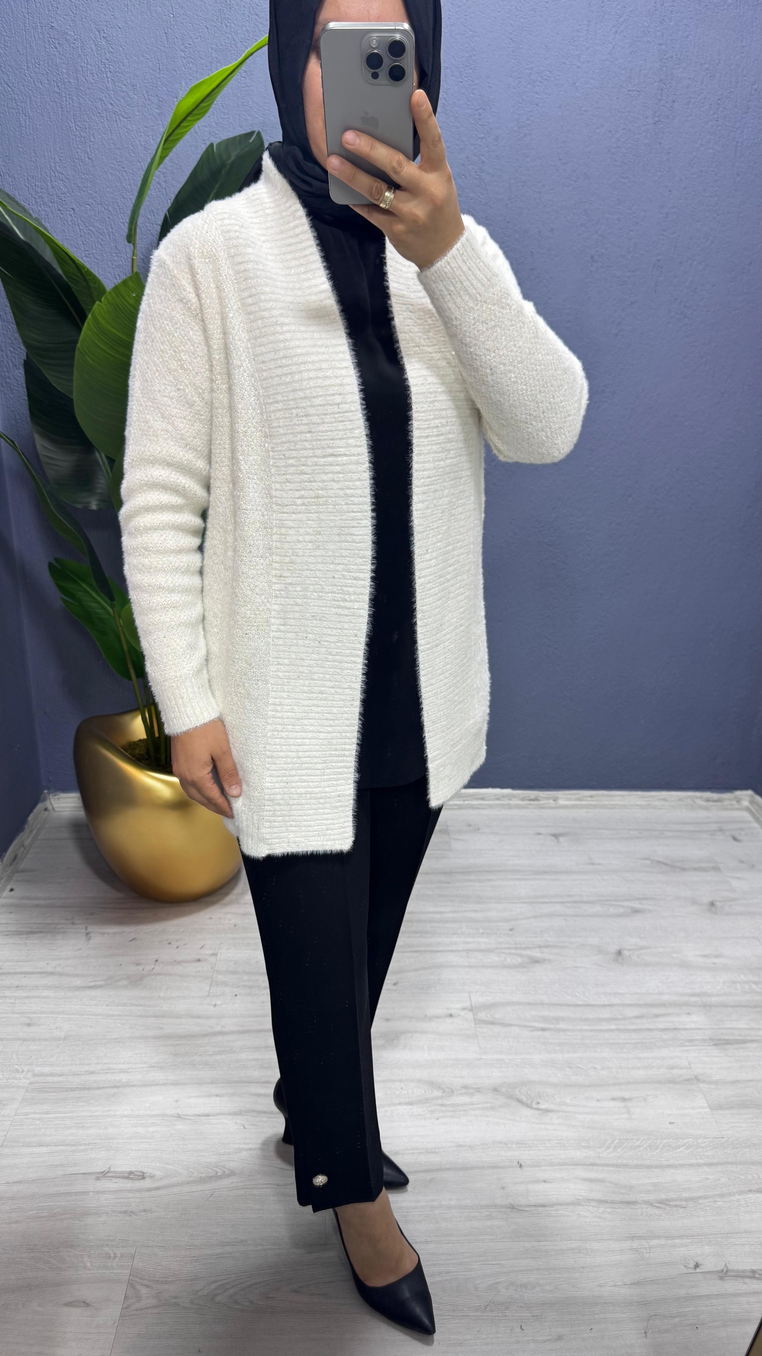 Tığ Triko Sim Detaylı Hırka  (HRK.21686.1)