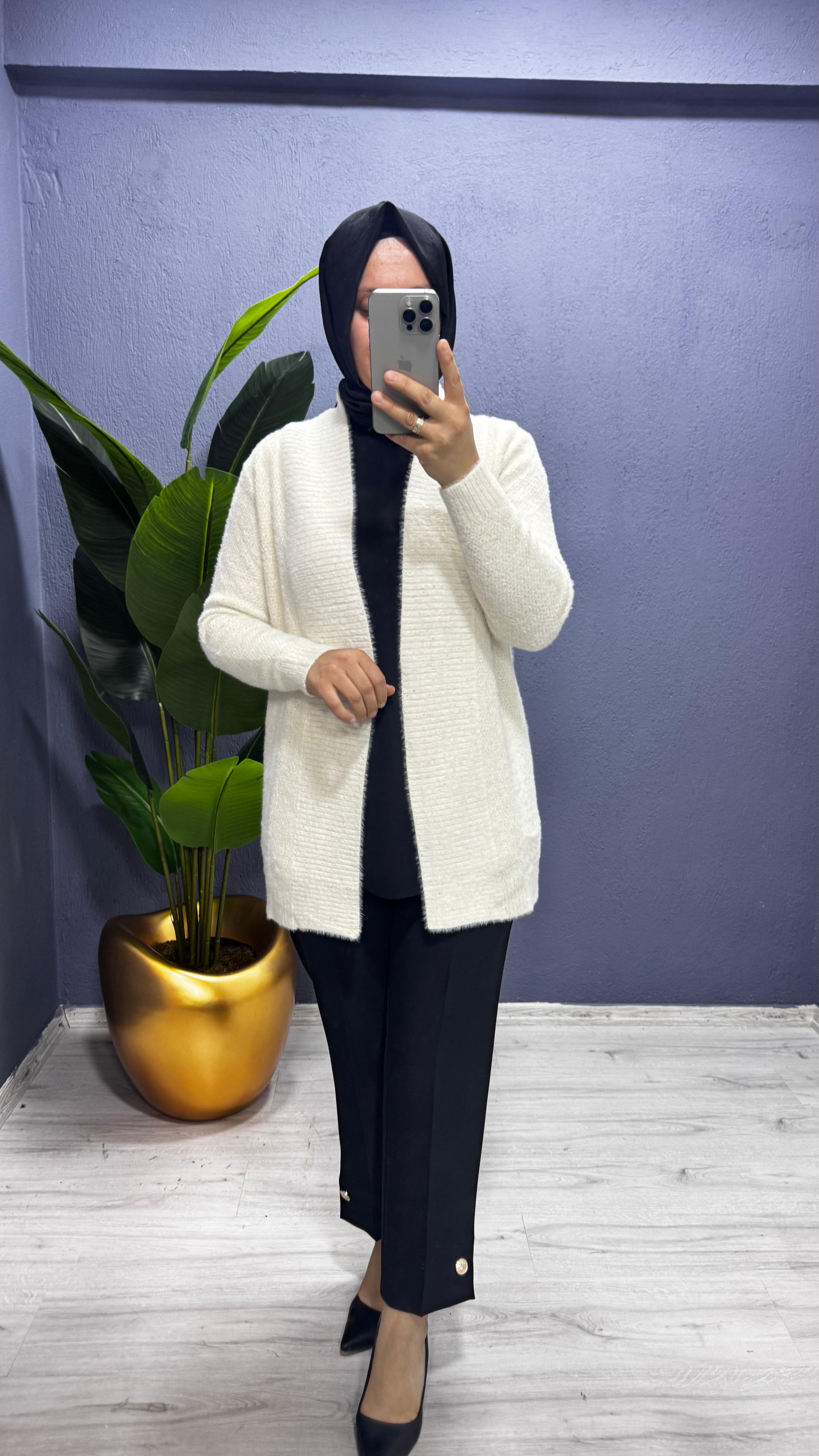 Tığ Triko Sim Detaylı Hırka  (HRK.21686.1)