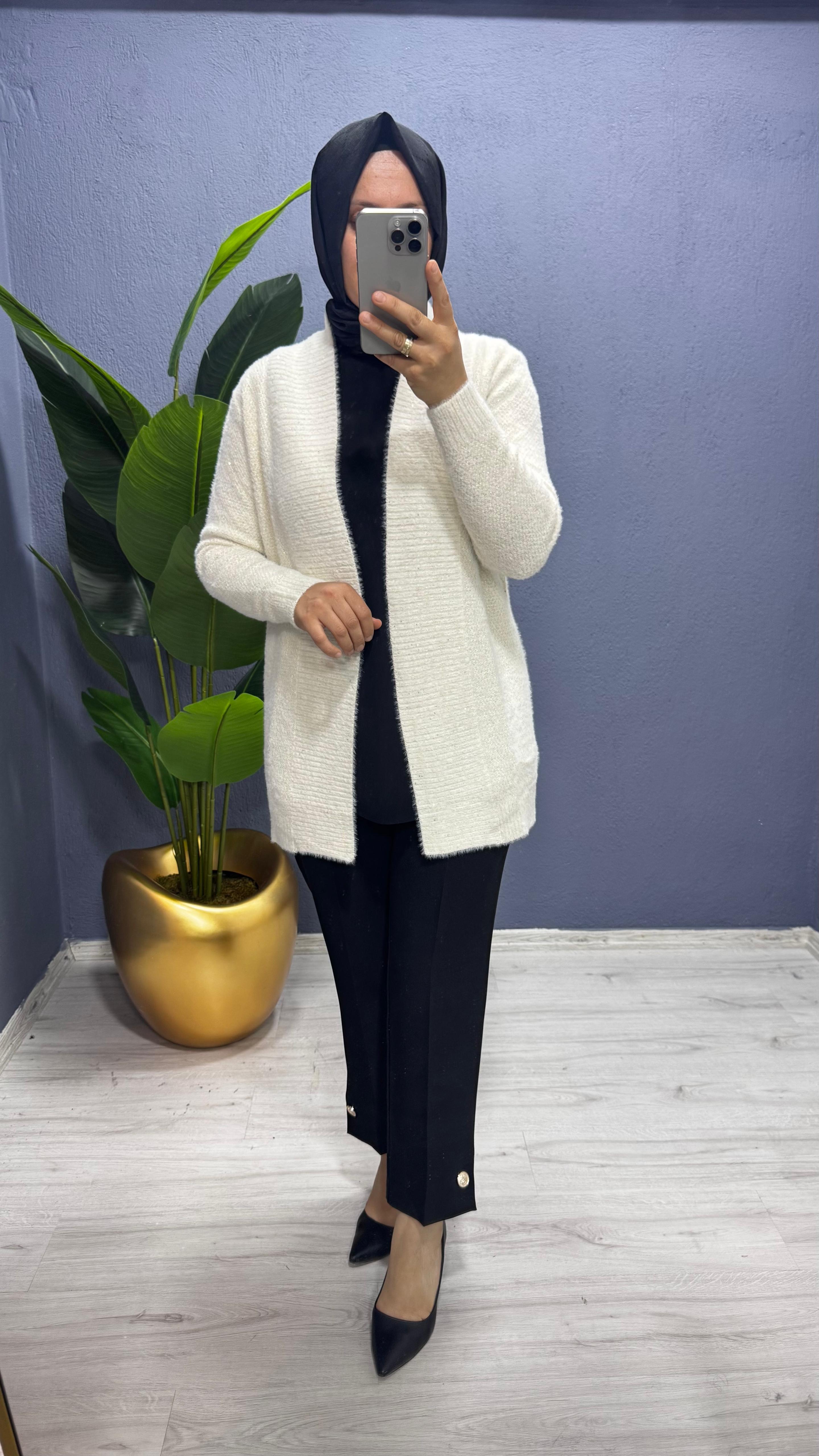 Tığ Triko Sim Detaylı Hırka  (HRK.21686.1)