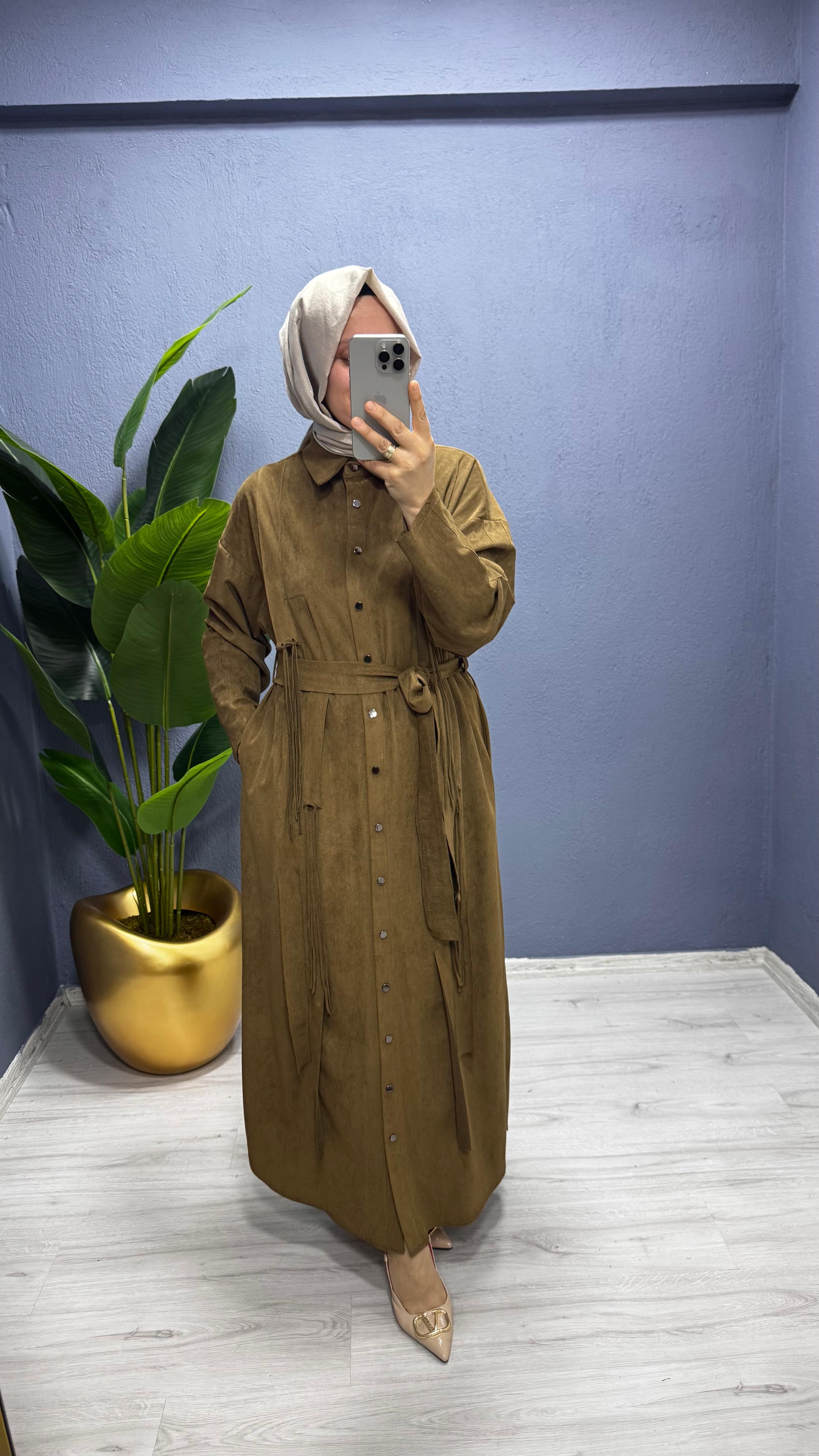 Ceremony Süet Gömlek Elbise (6721)