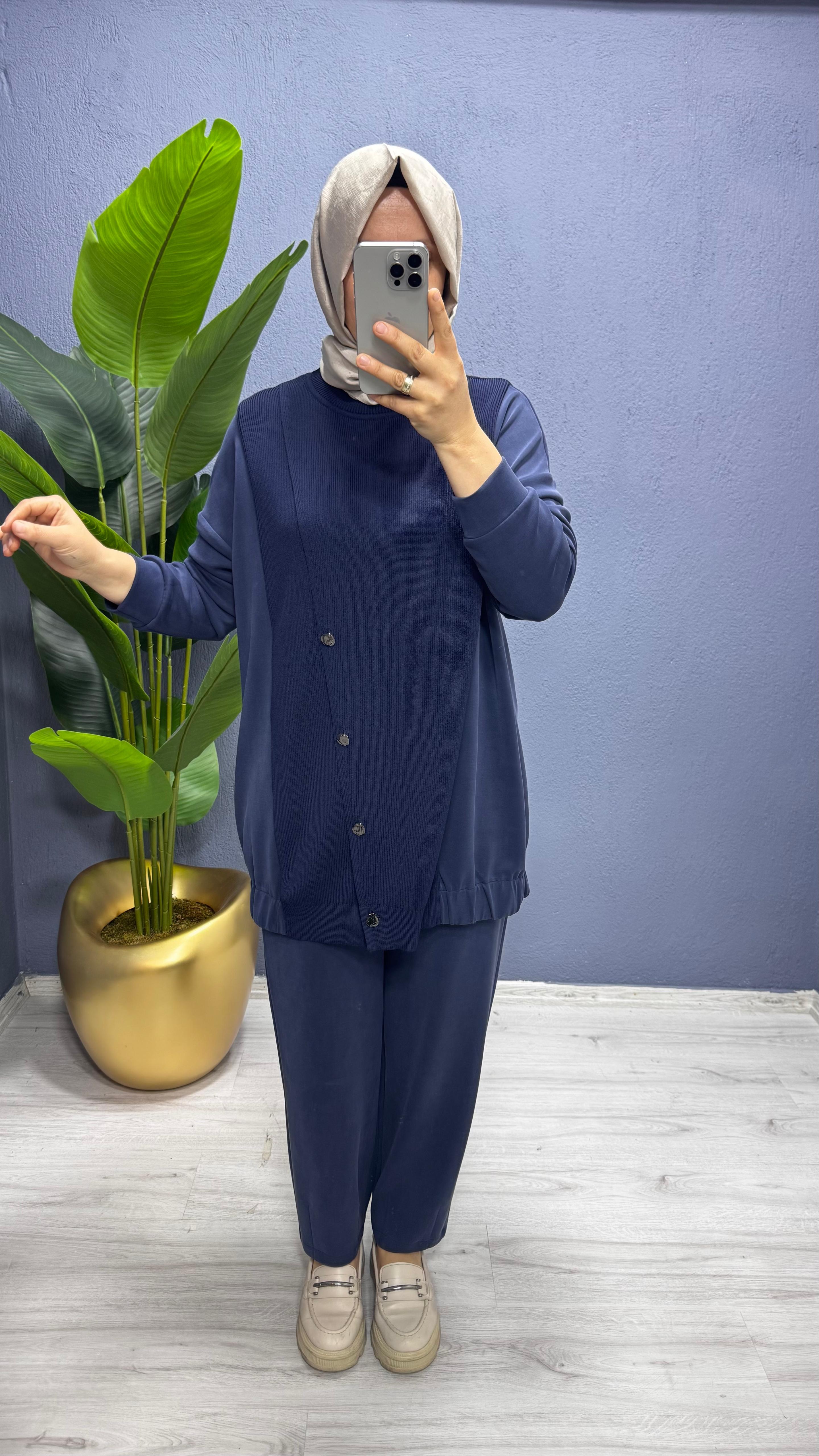 Tığ Triko Triko Kombinli  Tunik Pantolon Takım TKM.5041.01