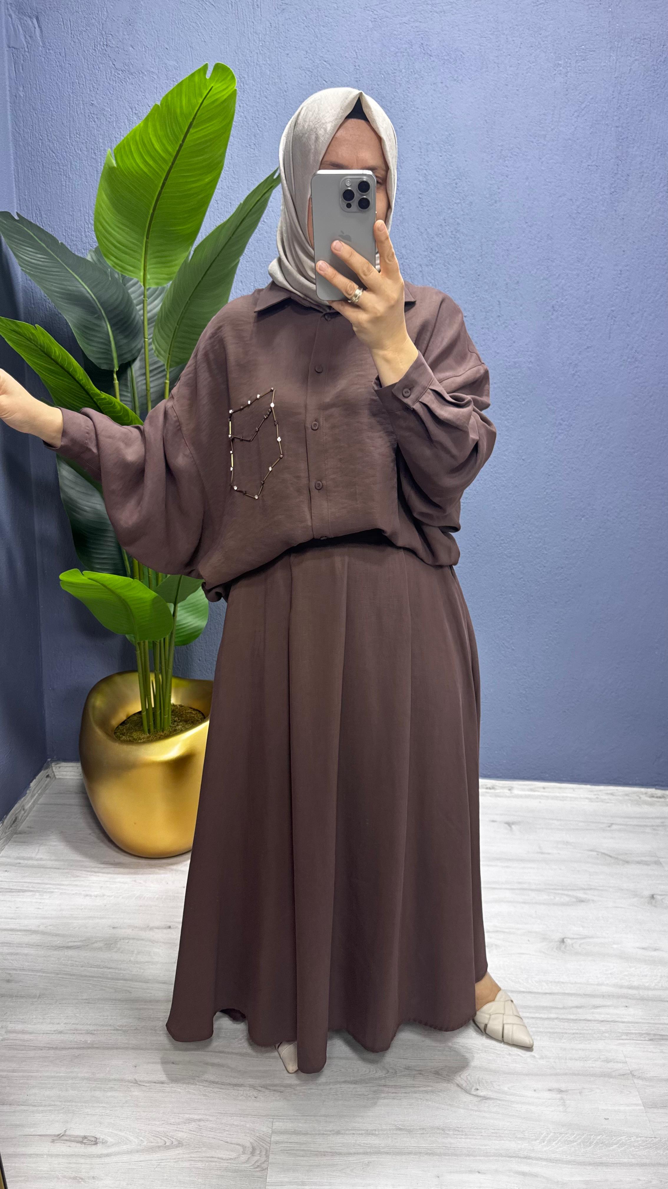 CEREMONY Tuniği Boncuk İşlemeli Etekli Takım (6945)