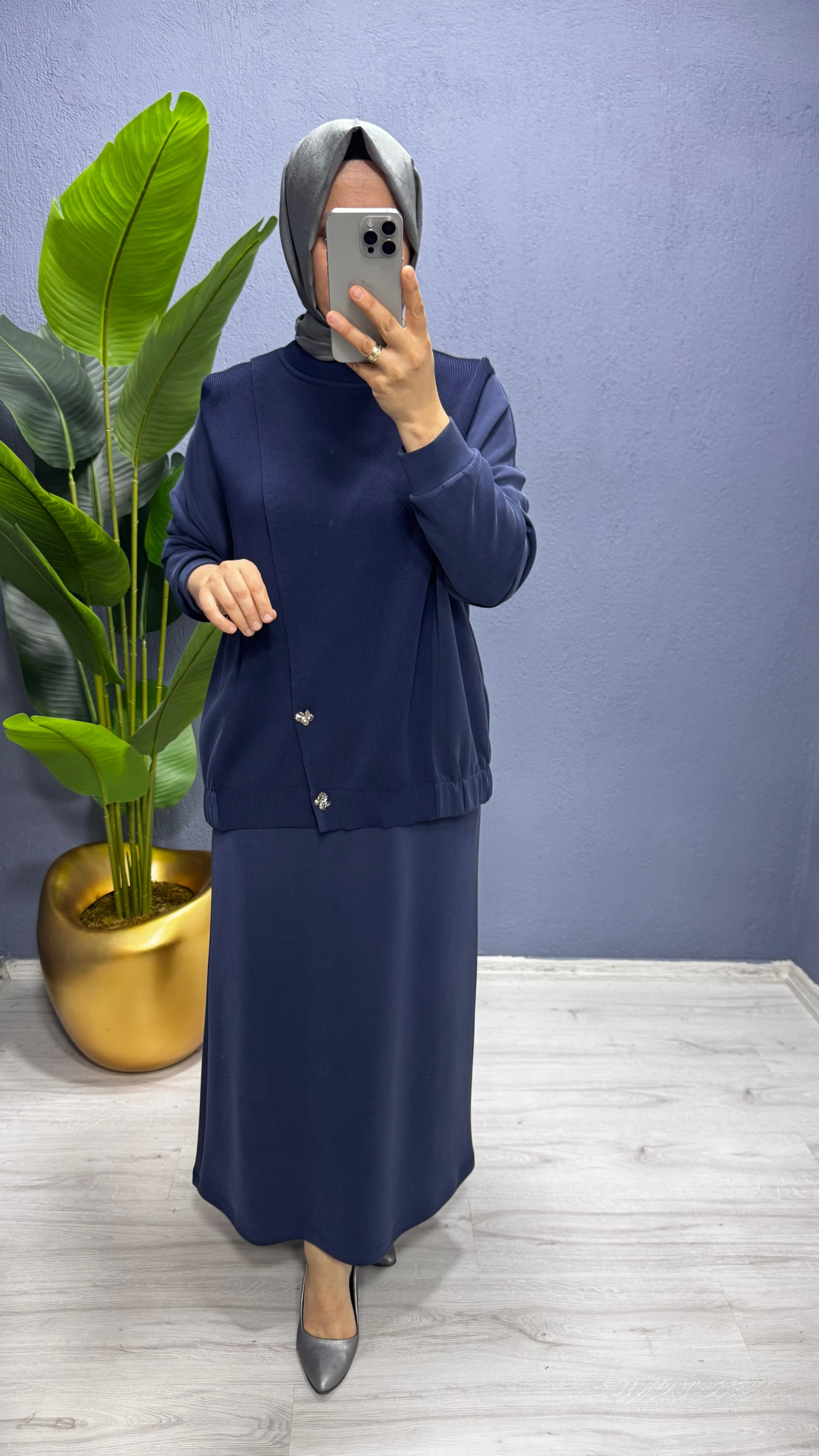 Tığ Triko Triko Mixli Düğmeli Takım TKM.5030.01