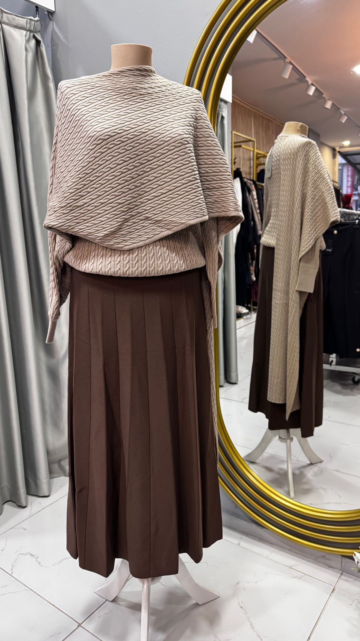 Tığ Triko Şaç Örgü Desenli Şal Detaylı Bluz (BLZ.21975.1)