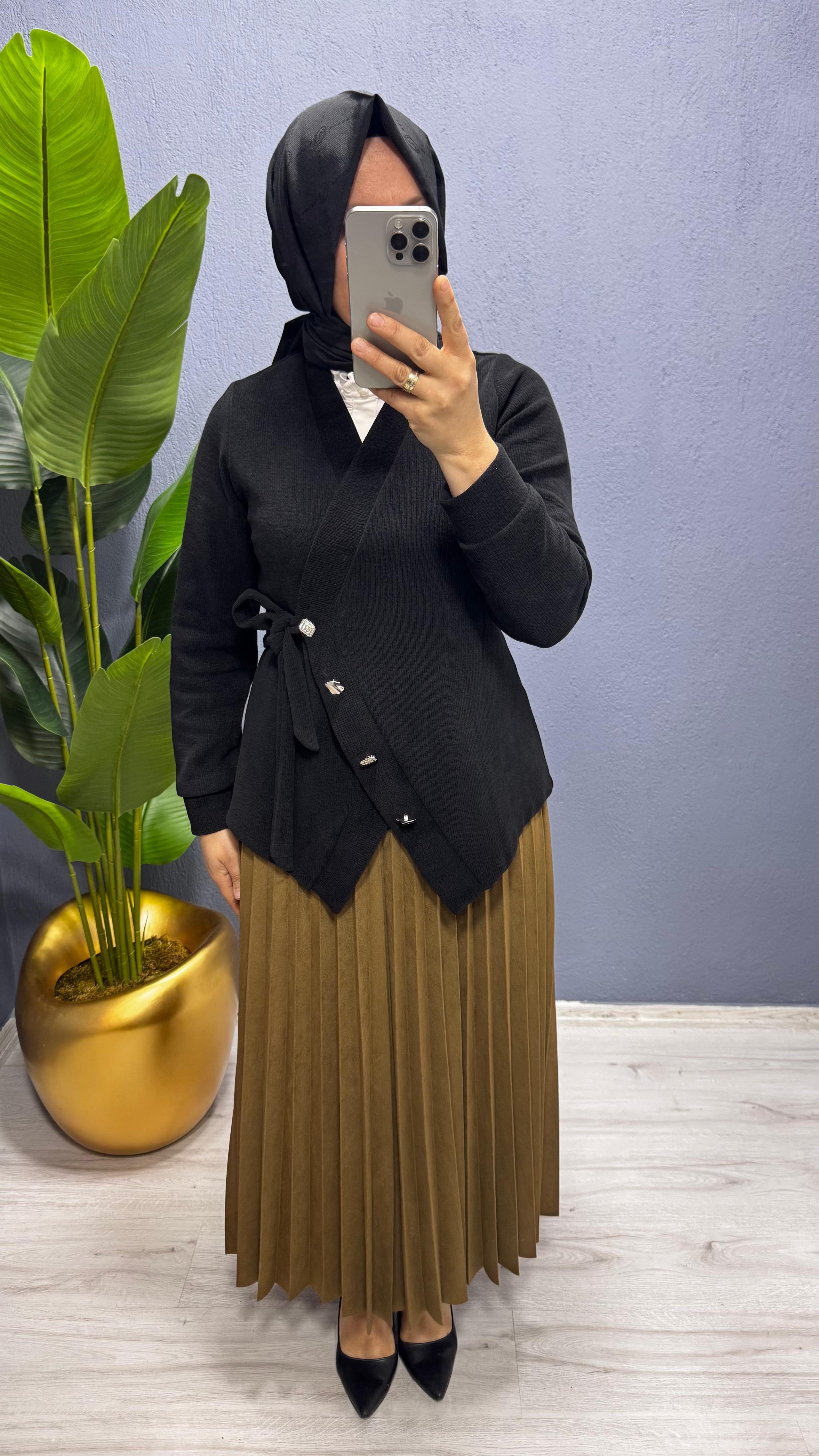 Ceremony İnce Plisoley Süet Etek (6622)