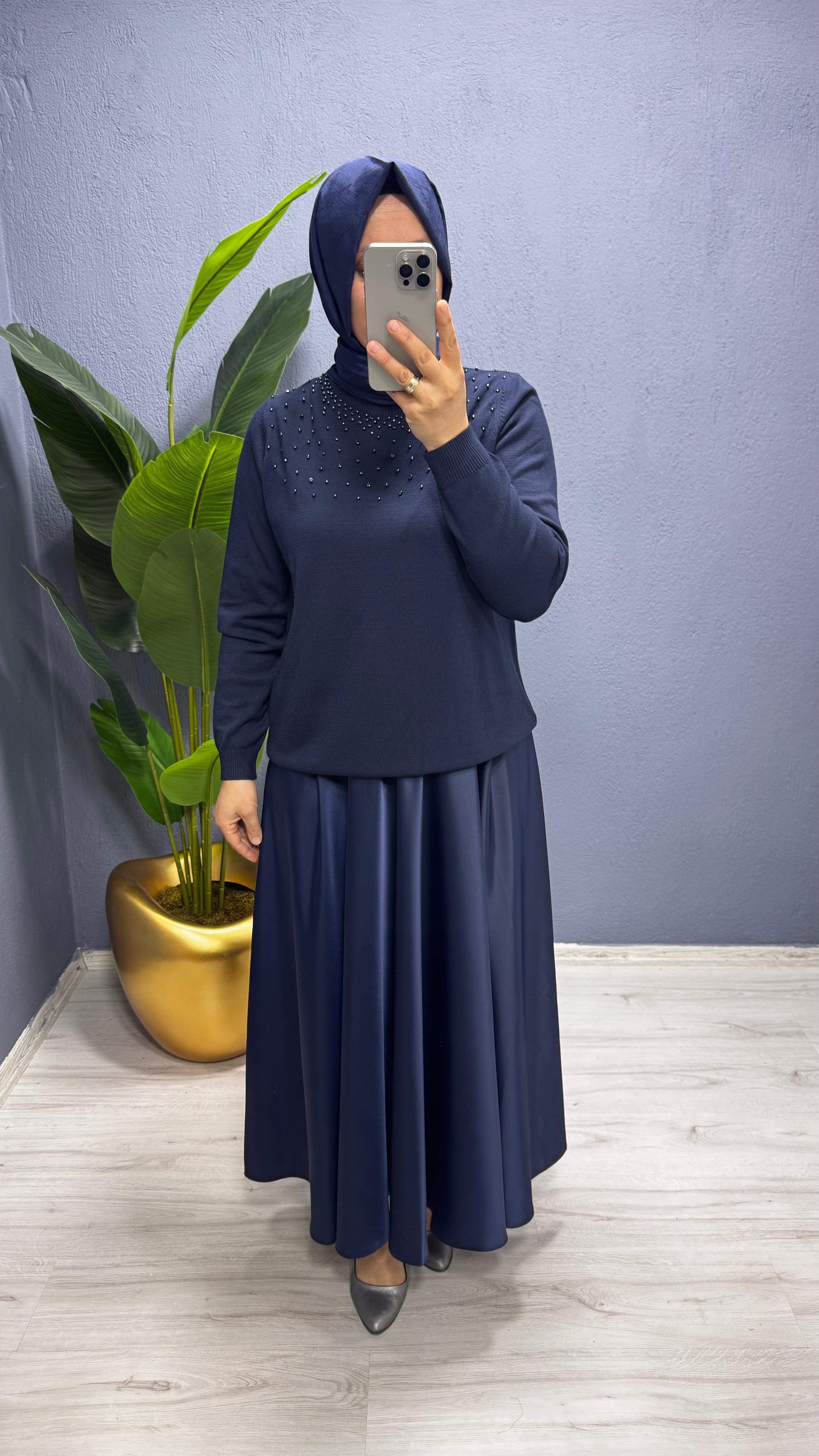 Missnisa Saten Pile Midi Etek 639