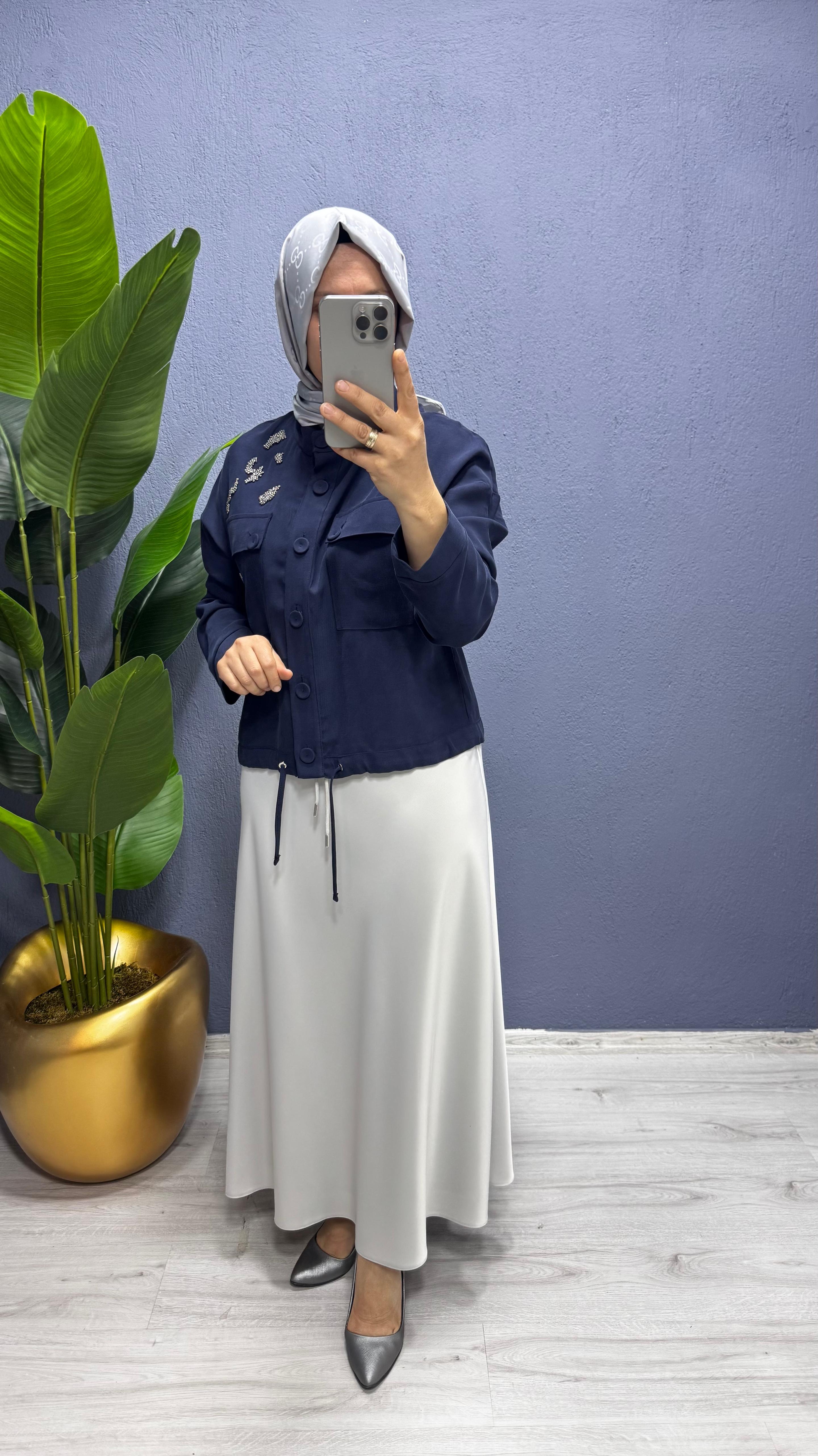 Ceremony Hakim Yaka İşlemeli ve Kısa Ceket (w-6826)