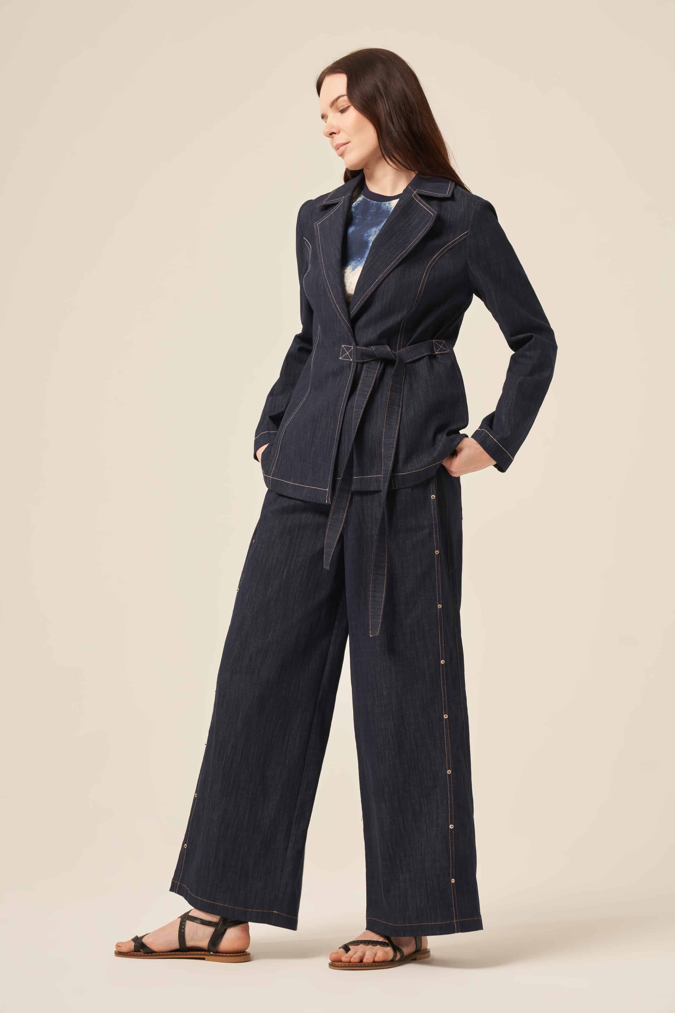 Ceremony Yandan Bağlamalı Denim Ceket (5855)