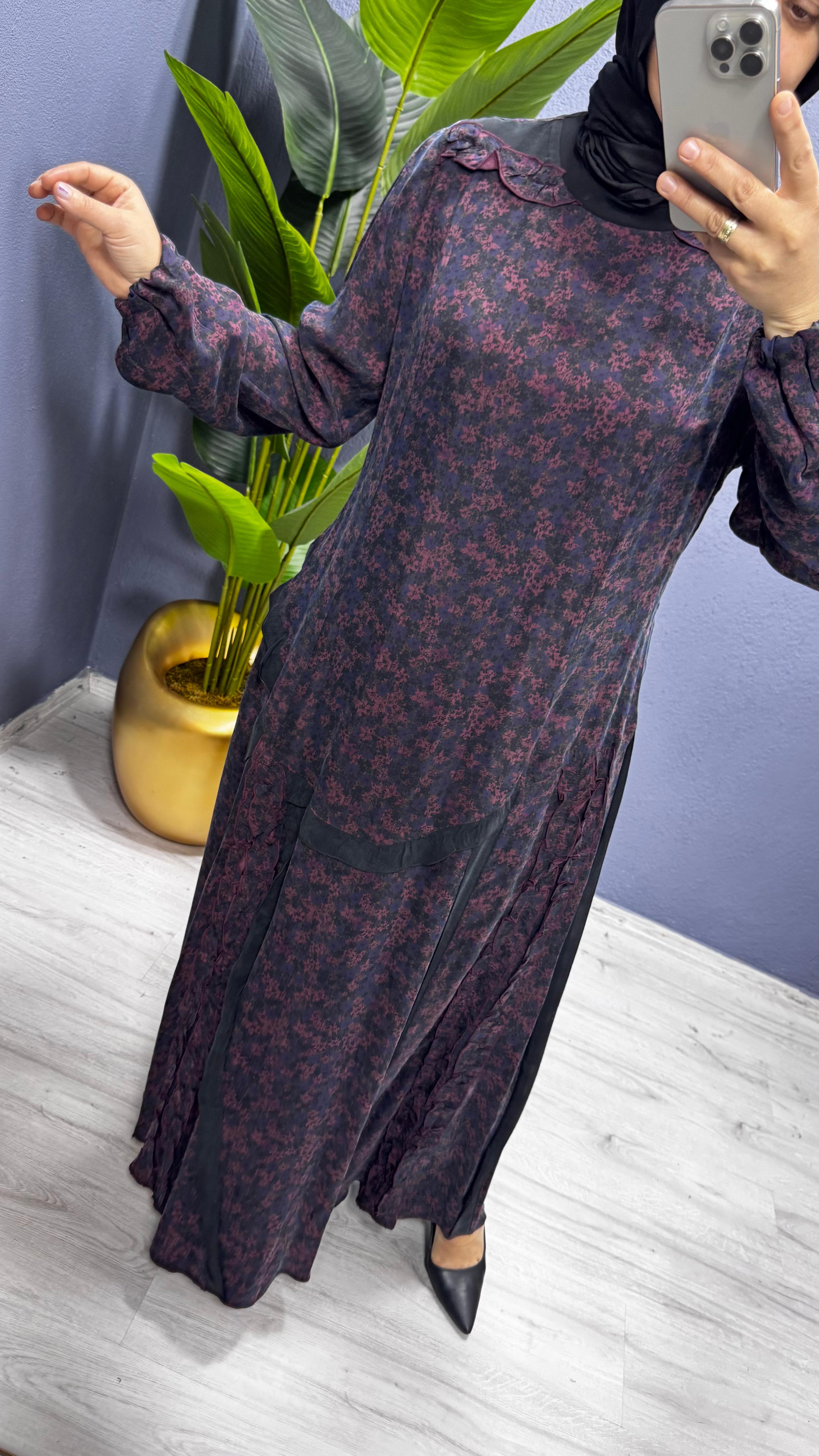 Misswhence Bordo Desenli Elbise (38829)