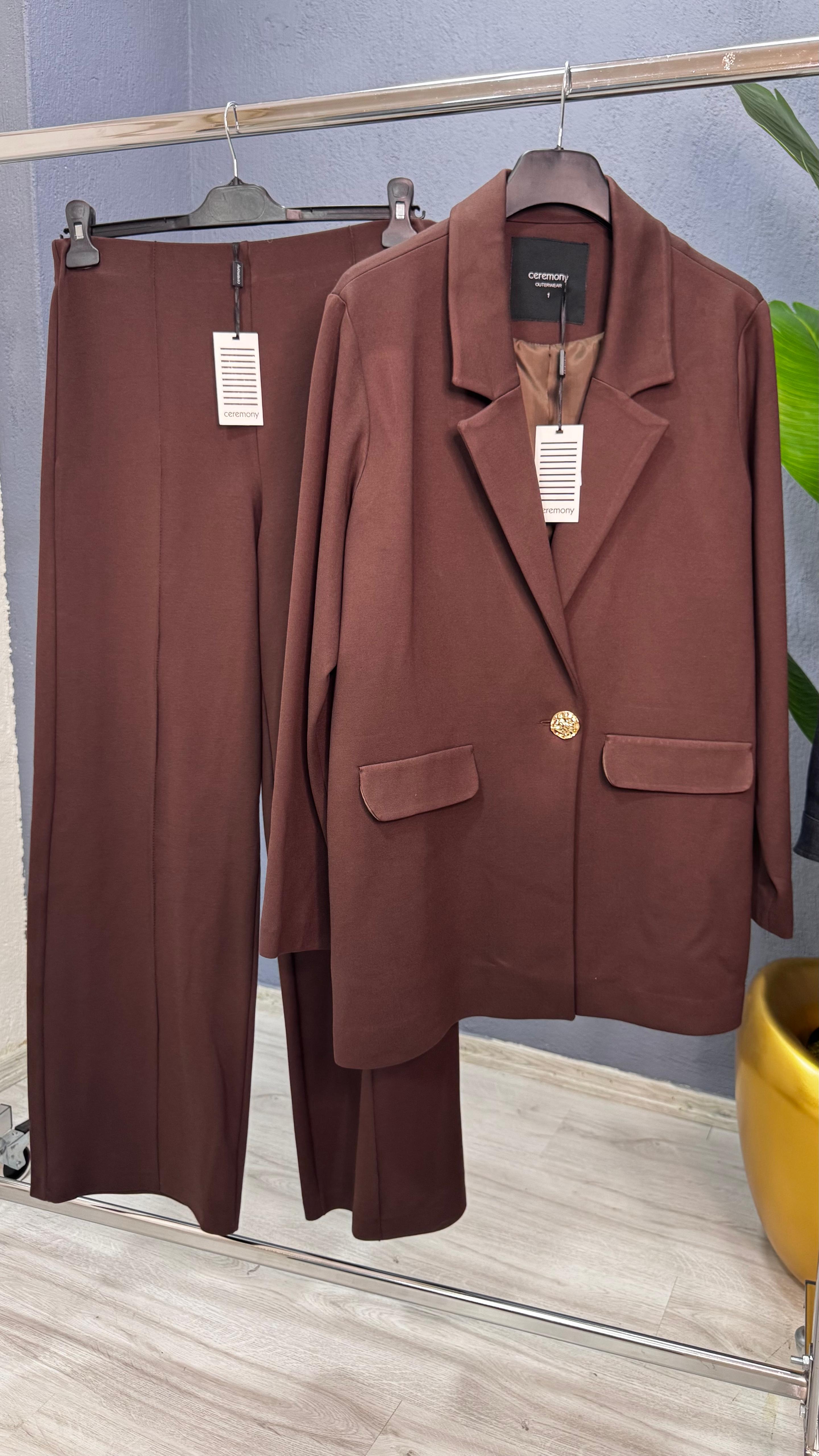 Ceremony Tek Düğmeli Blezer Çelik Ceket (w-6846)