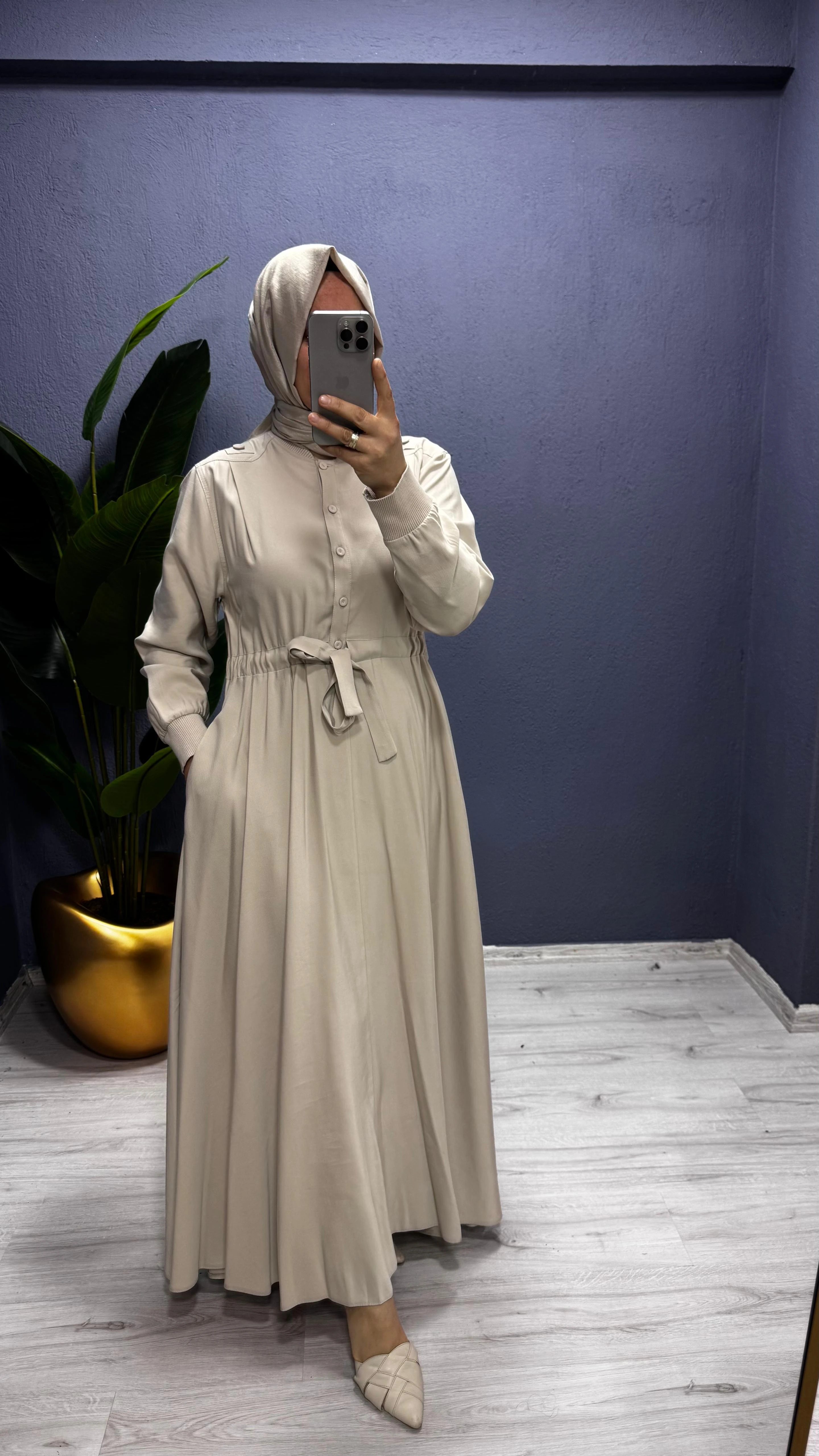 Ceremony Anjelik Önden Yarım Düğmeli Elbise (6702)