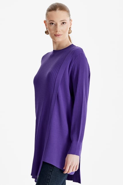 TIĞ TRİKO ASİMETRİK DETAYLI RAYON TUNİK (21278)