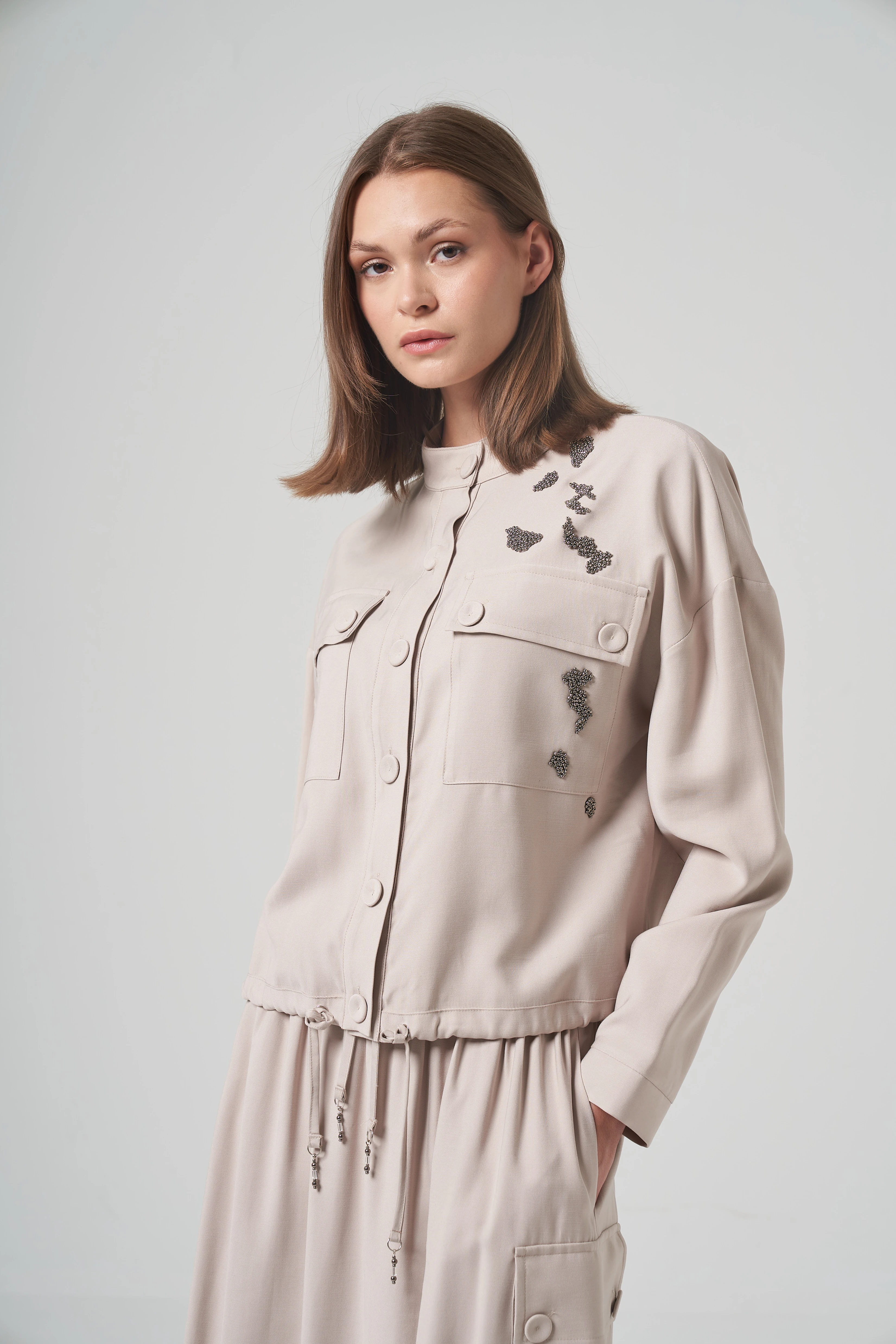 Ceremony Hakim Yaka İşlemeli ve Kısa Ceket (w-6826)