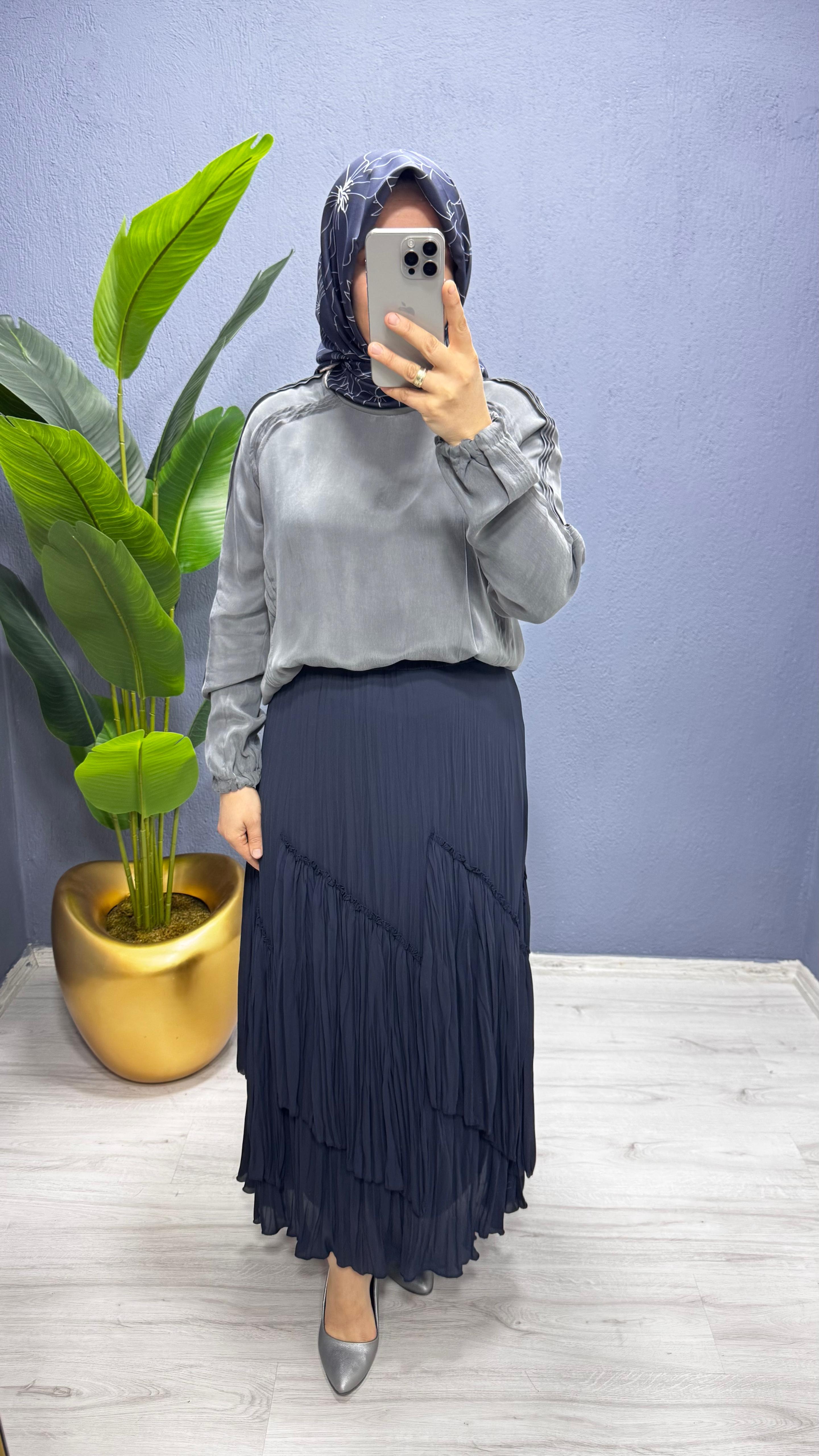 Sentez Viola Parçalı Kıriştırma Etek Etek (5475)