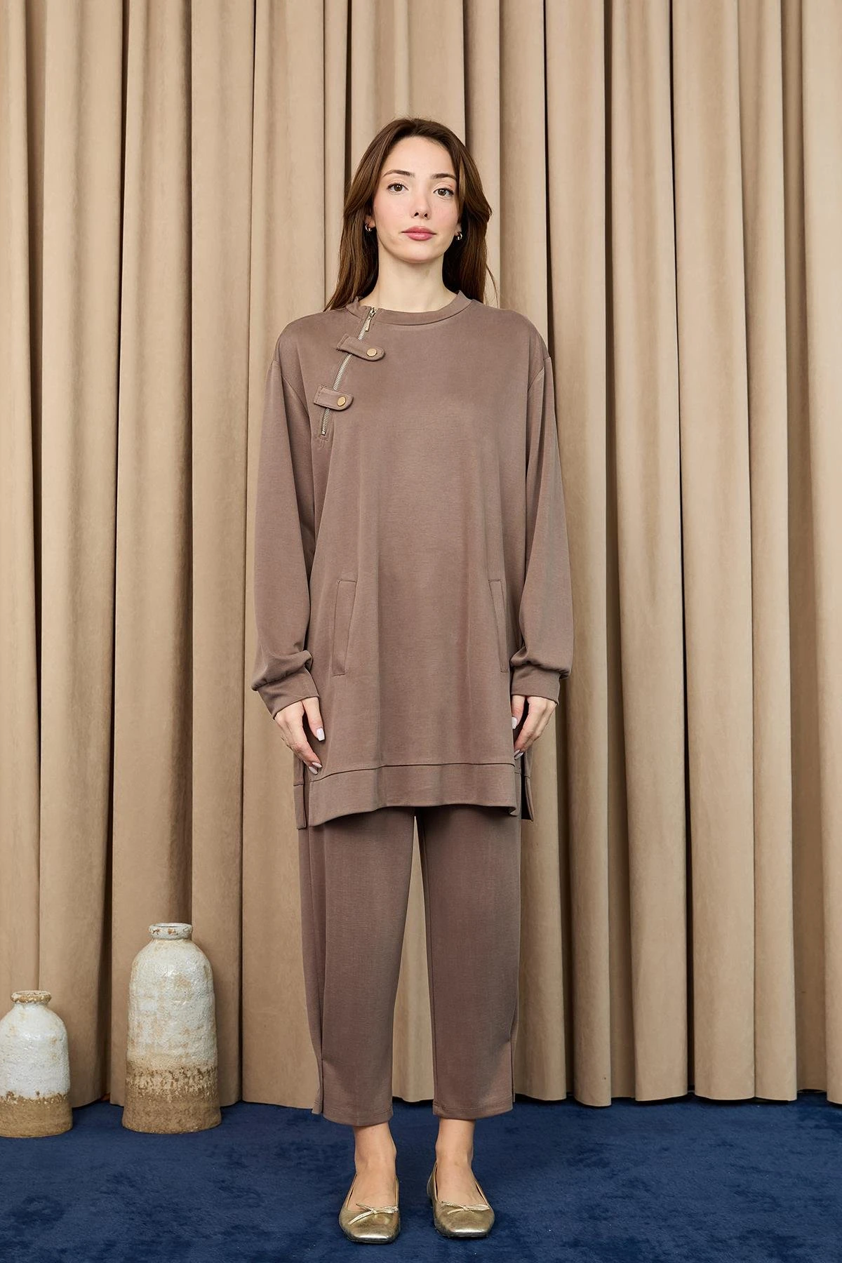 Puane Kadın Yaka Fermuar Detaylı Takım(14406)