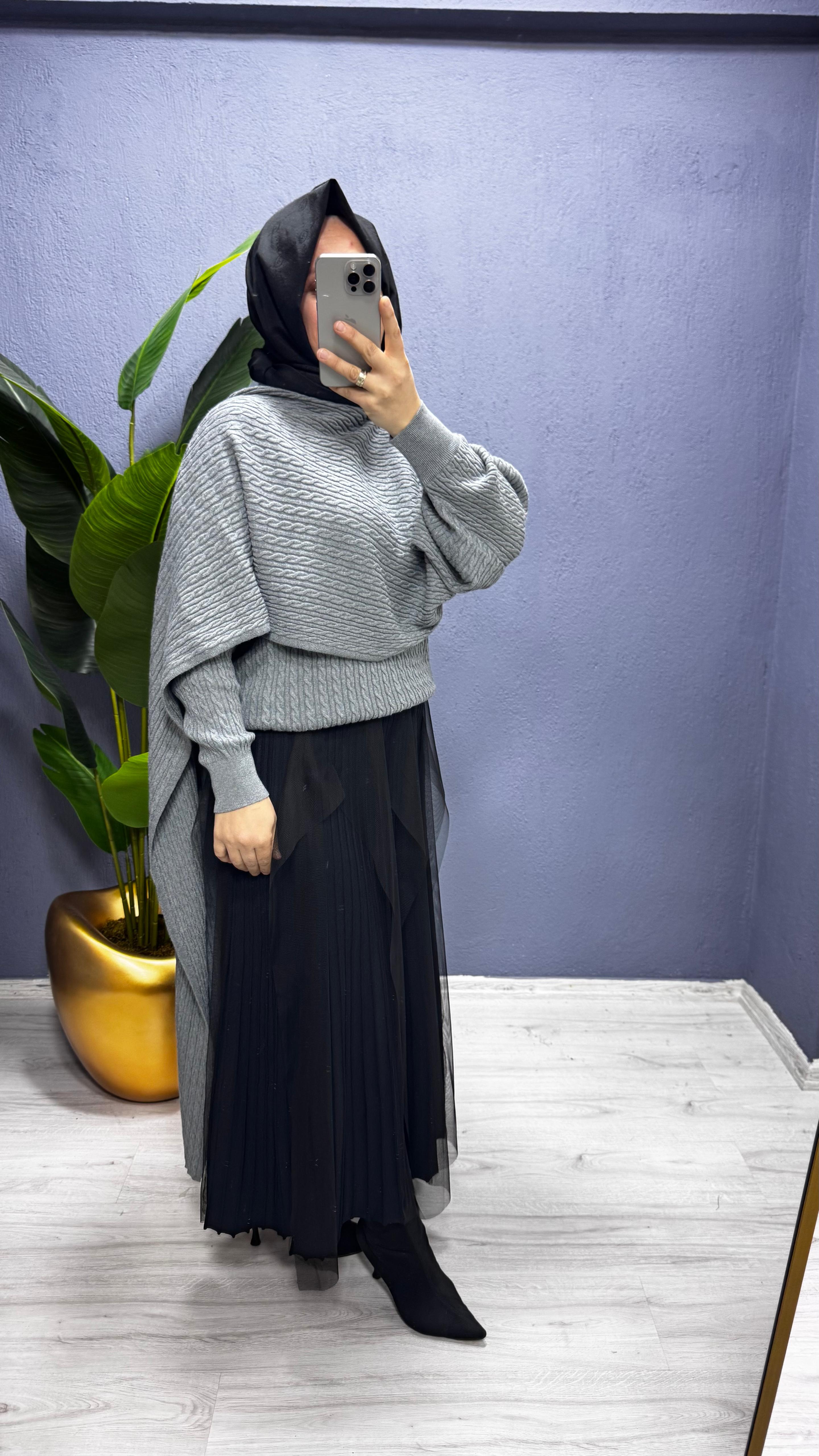 Tığ Triko Tüy Detaylı Rayon Etek 21979