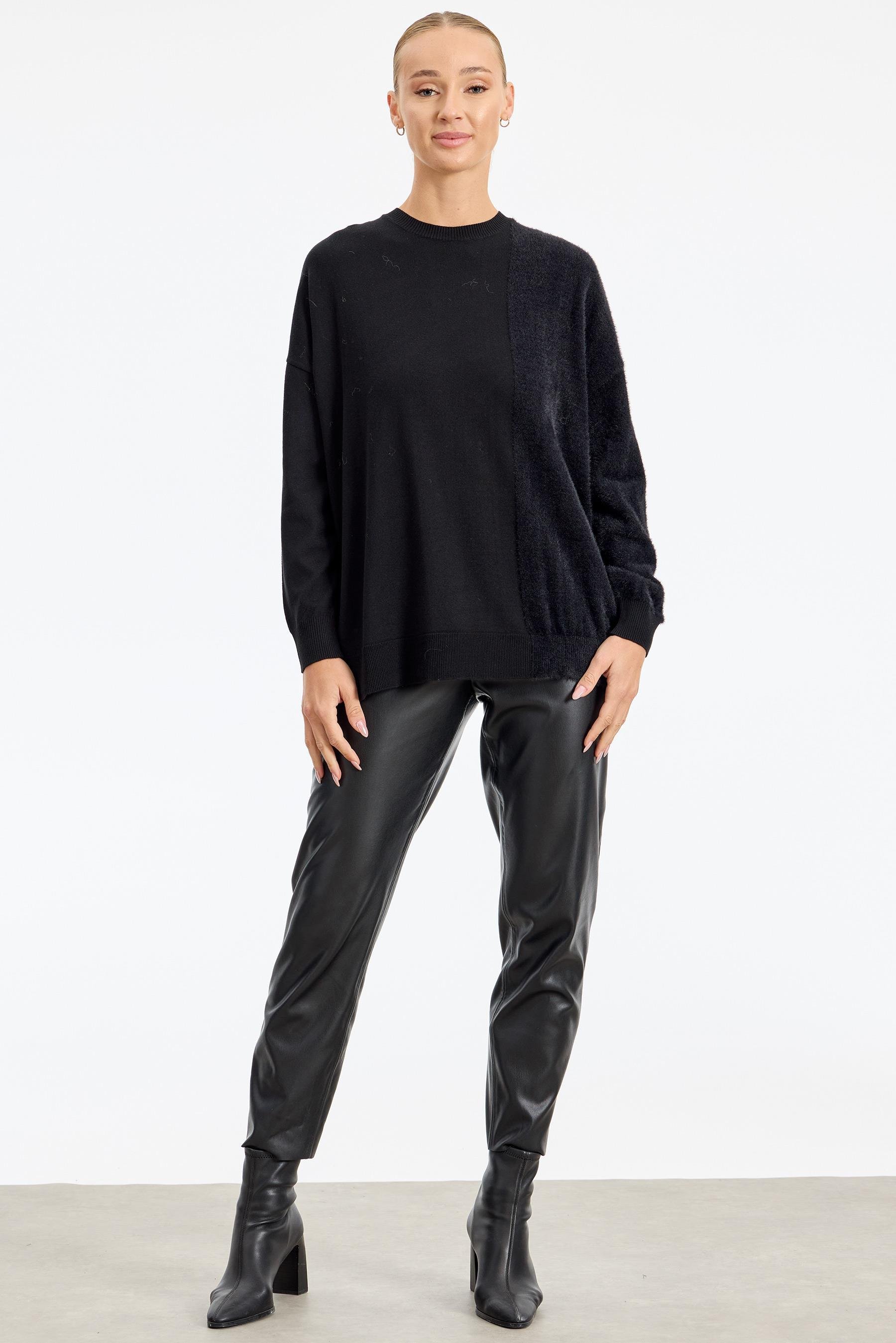 Tığ Triko Sol Tarafı Mink Detaylı Tunik Hırka ( 21664)