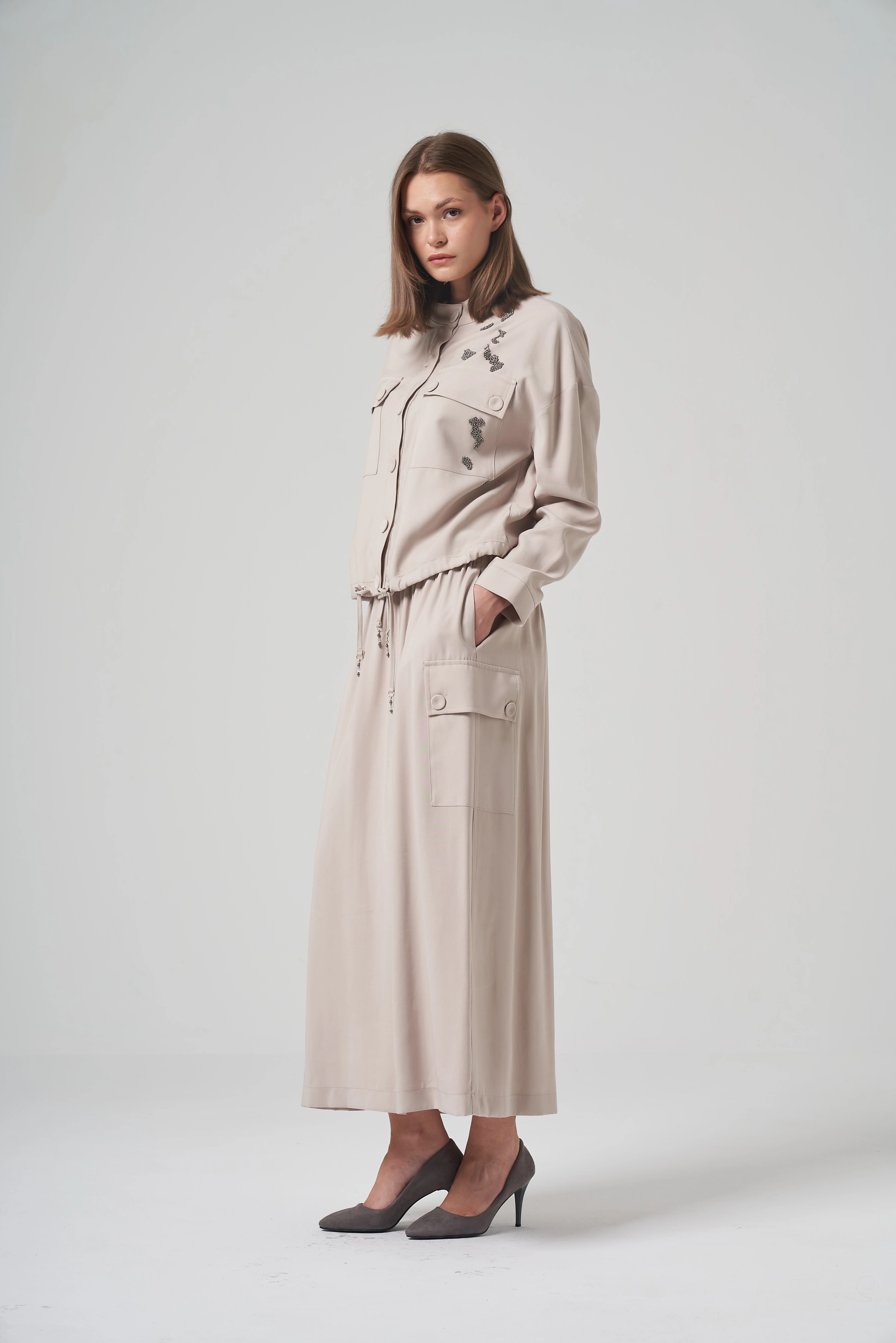 Ceremony Hakim Yaka İşlemeli ve Kısa Ceket (w-6826)