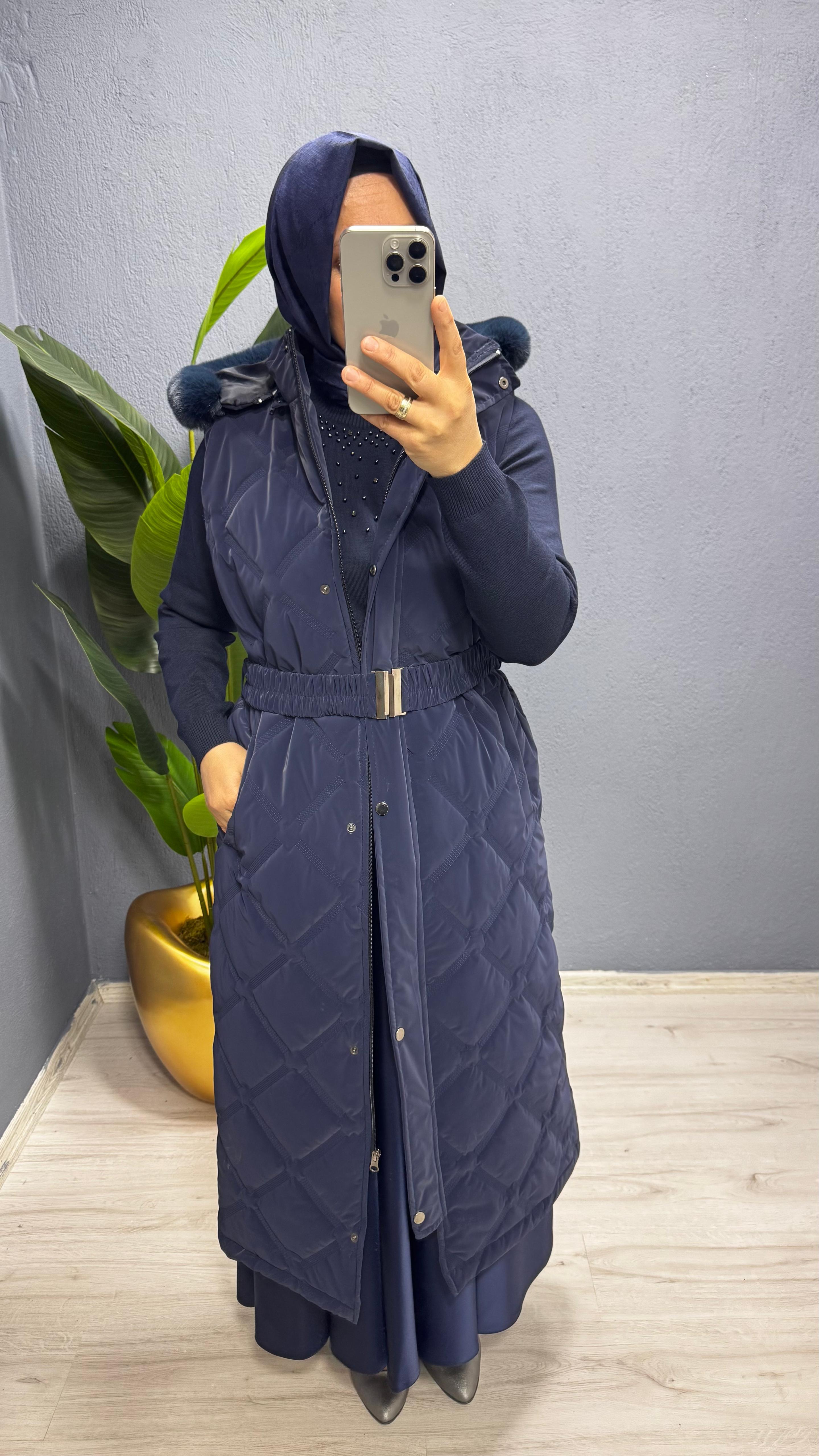 MARCHA  KAPİŞONLU KÜRKLÜ YELEK (20200)