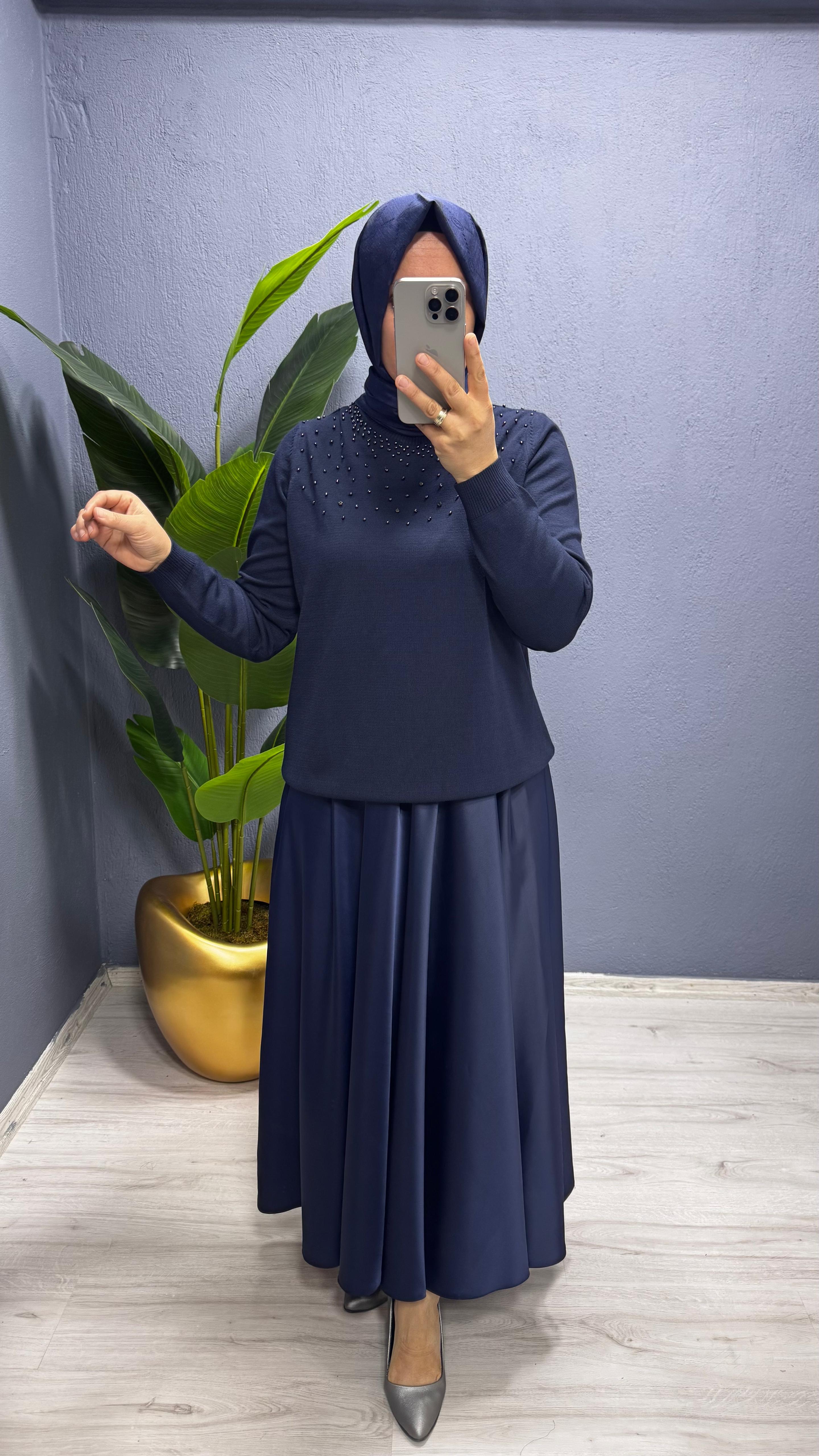 Missnisa Saten Pile Midi Etek 639