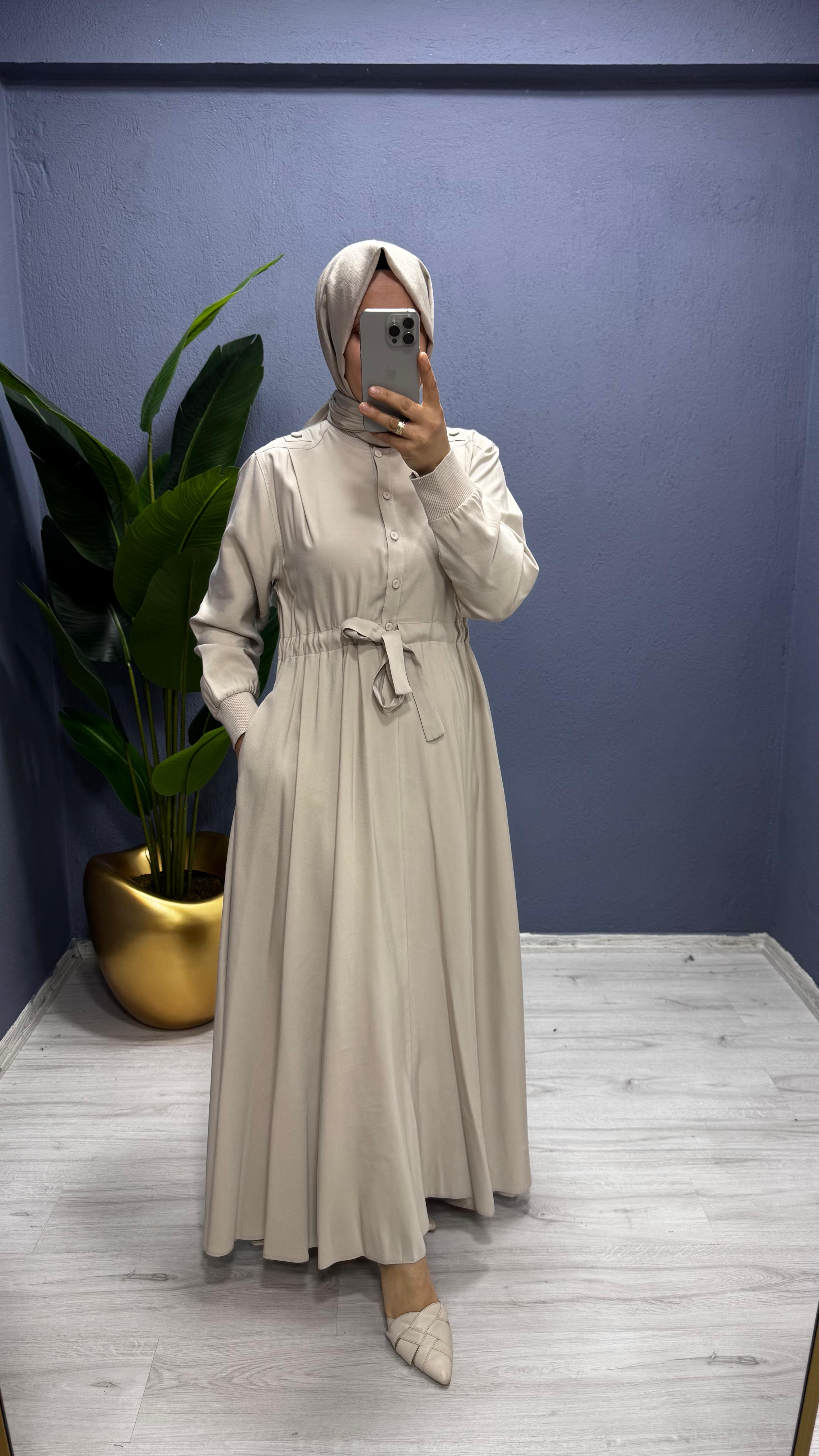 Ceremony Anjelik Önden Yarım Düğmeli Elbise (6702)