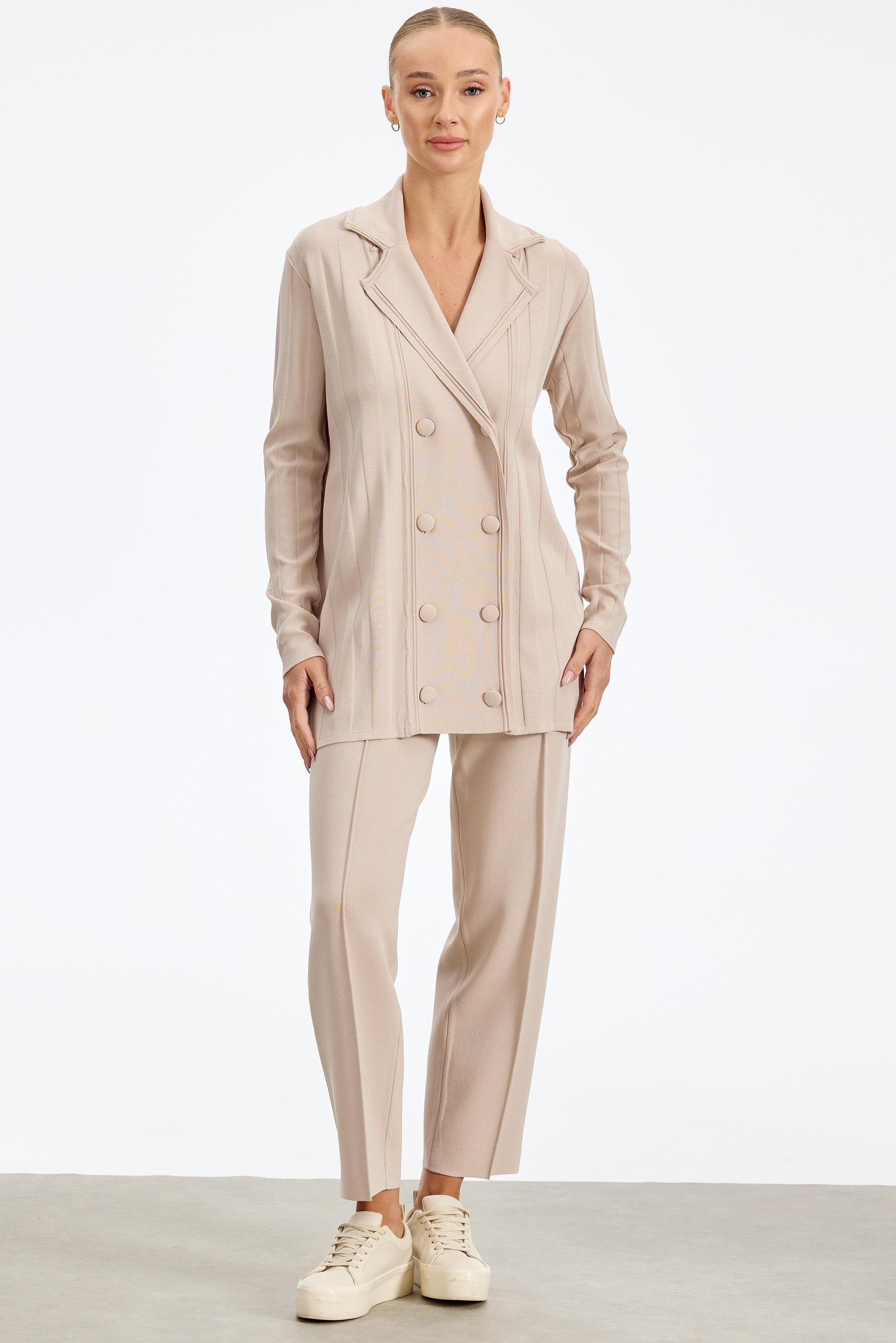 Tığ Triko Kruvaze Düğmeli Rayon  Takım TKM.21694.01